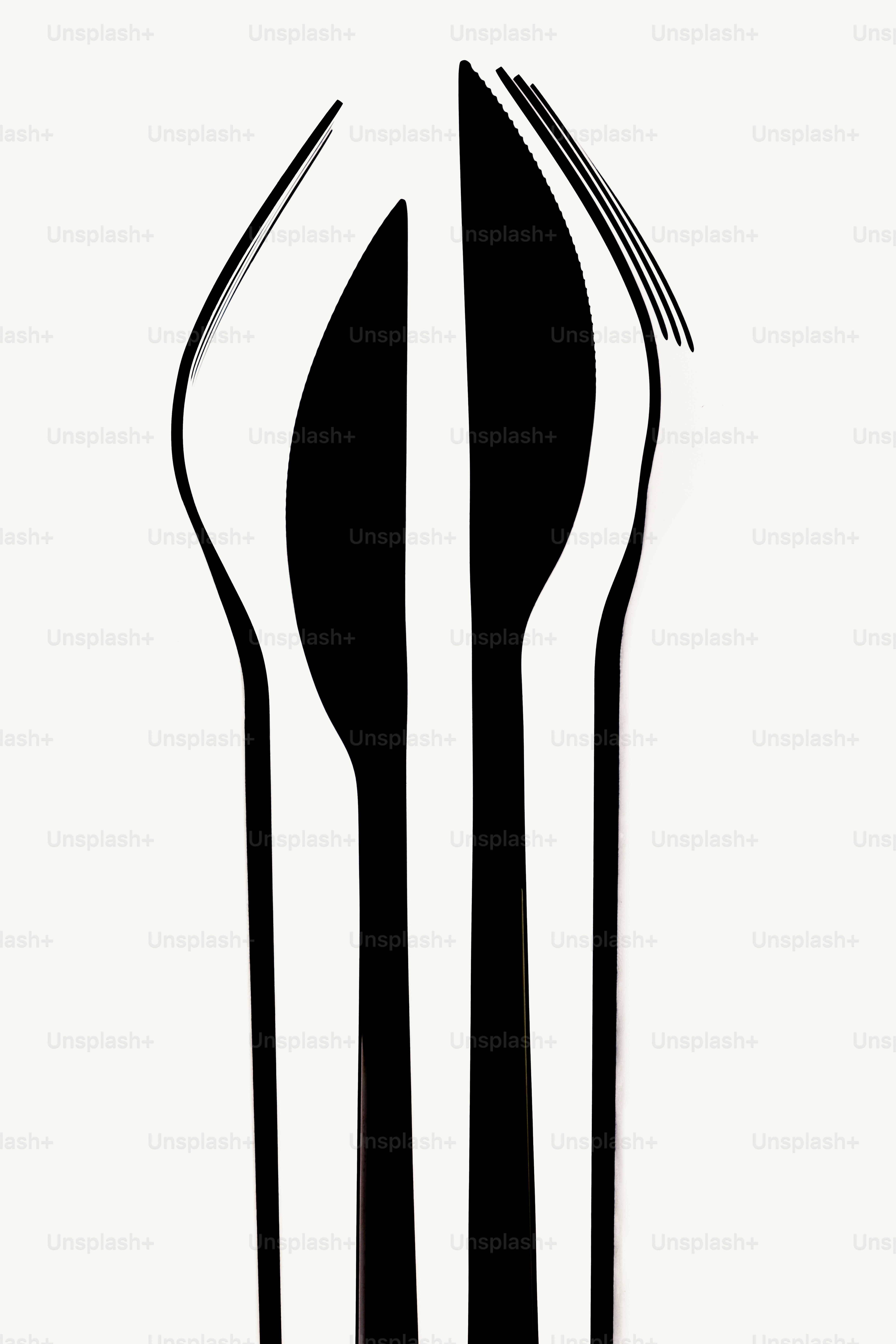 Diseño abstracto de cubiertos en blanco y negro