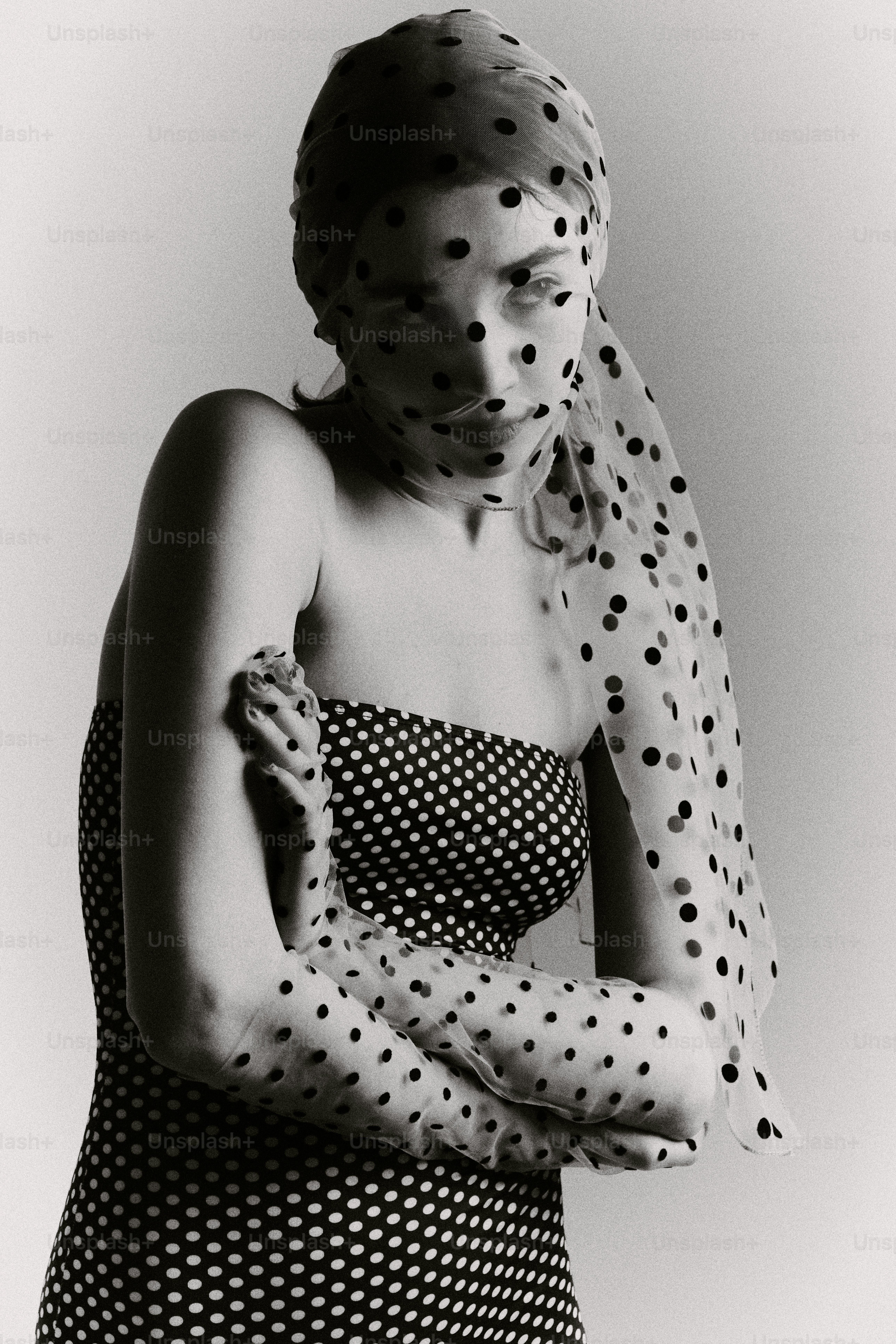 Woman in polka dot dress and veil photo  Portrait Image on Unsplash