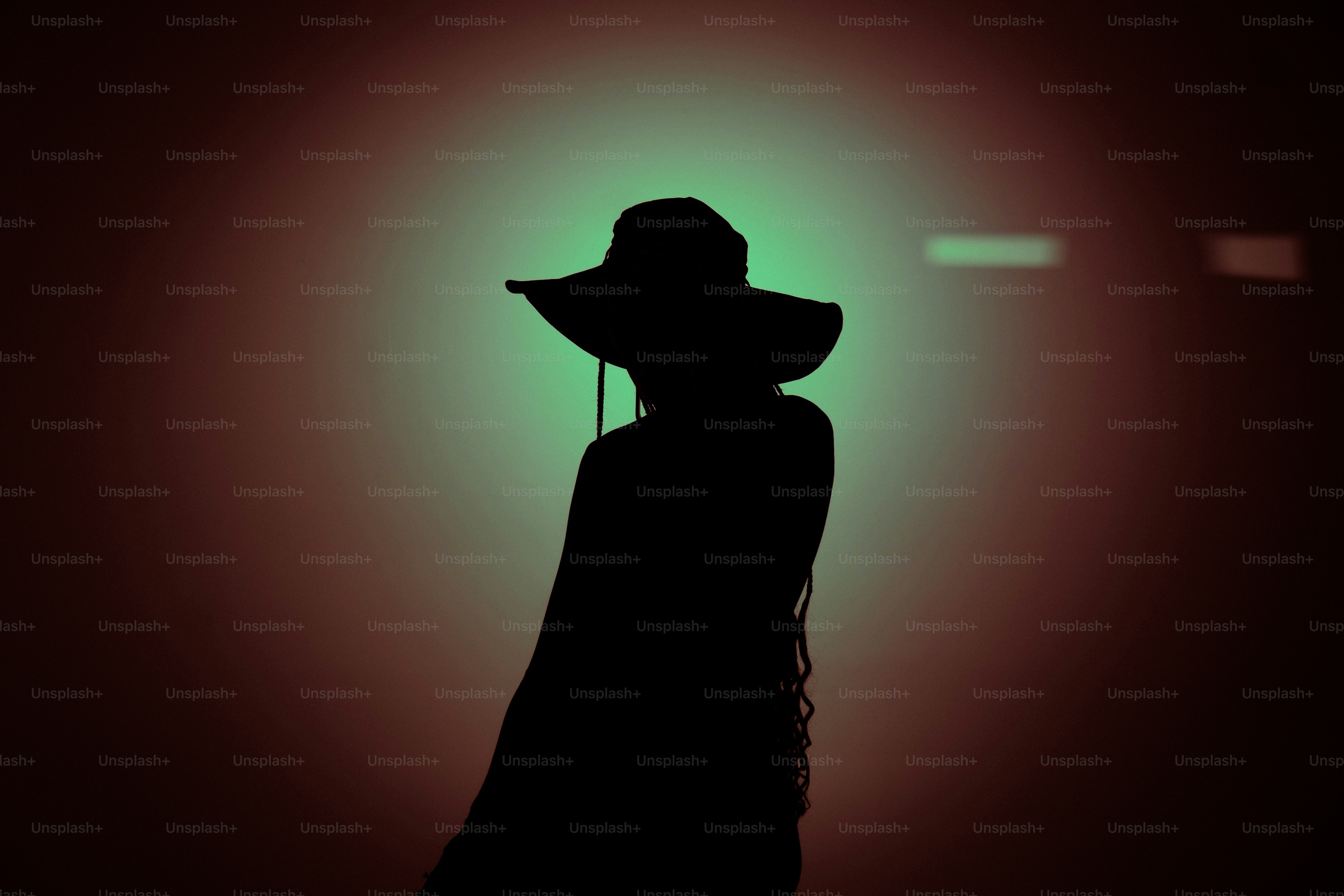 Silueta de una persona con un sombrero de ala ancha