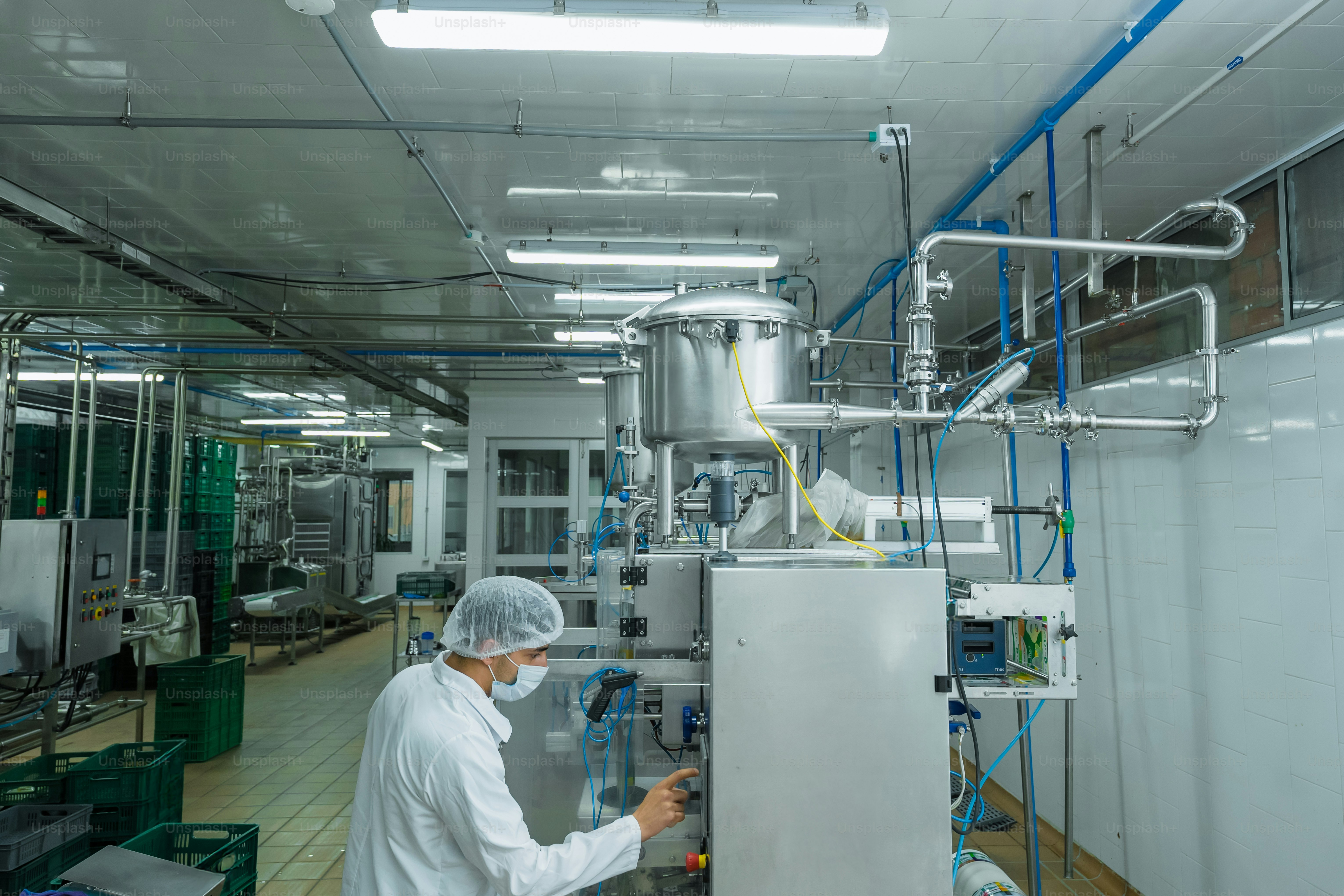 Worker in a clean room operating machinery photo – Technology Image on ...