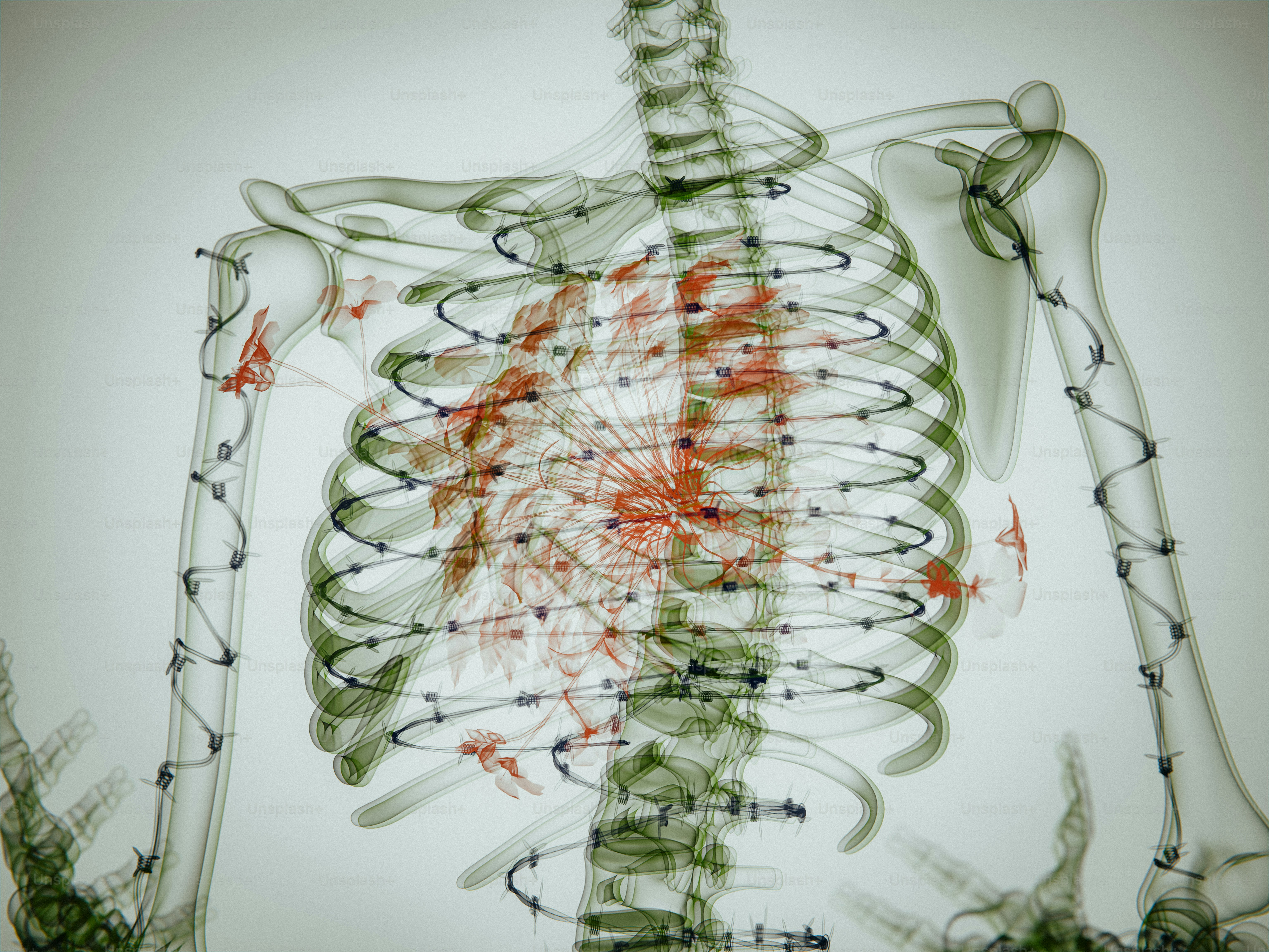 Pemindaian medis kerangka manusia dan sistem peredaran darah