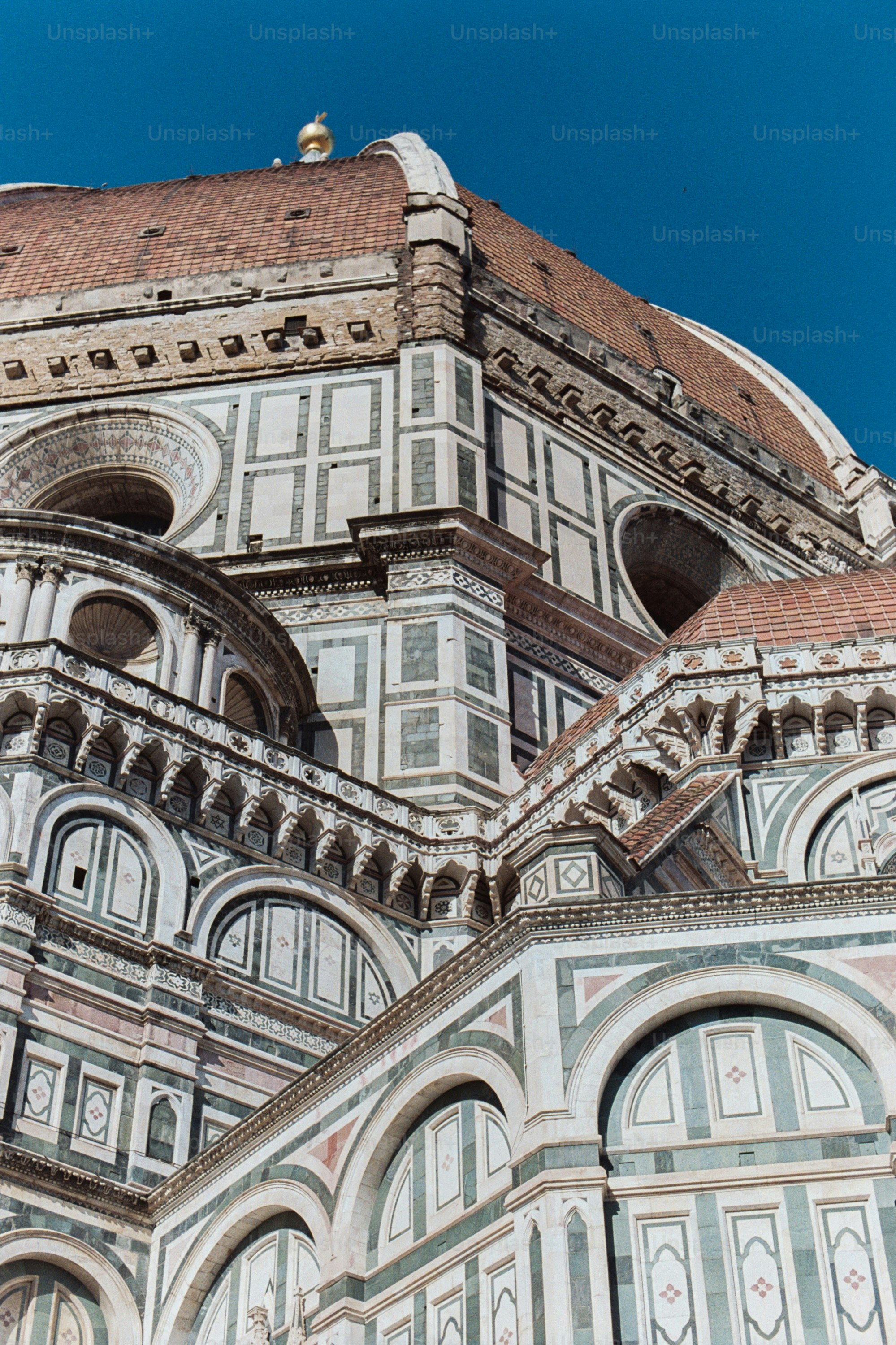 Detailed view of florence cathedral's dome and duomo's dome.