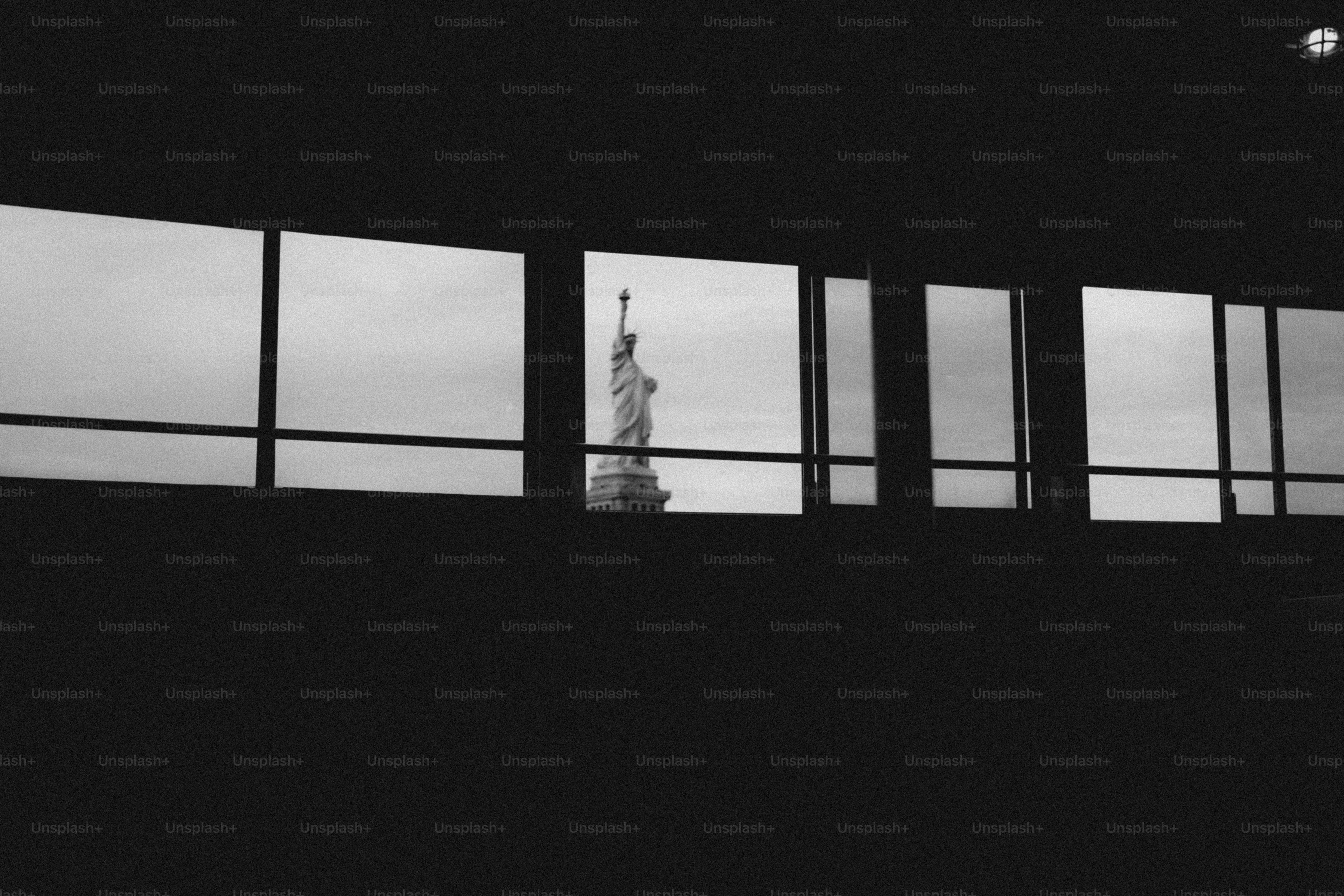 Estatua de la Libertad vista a través de ventanas