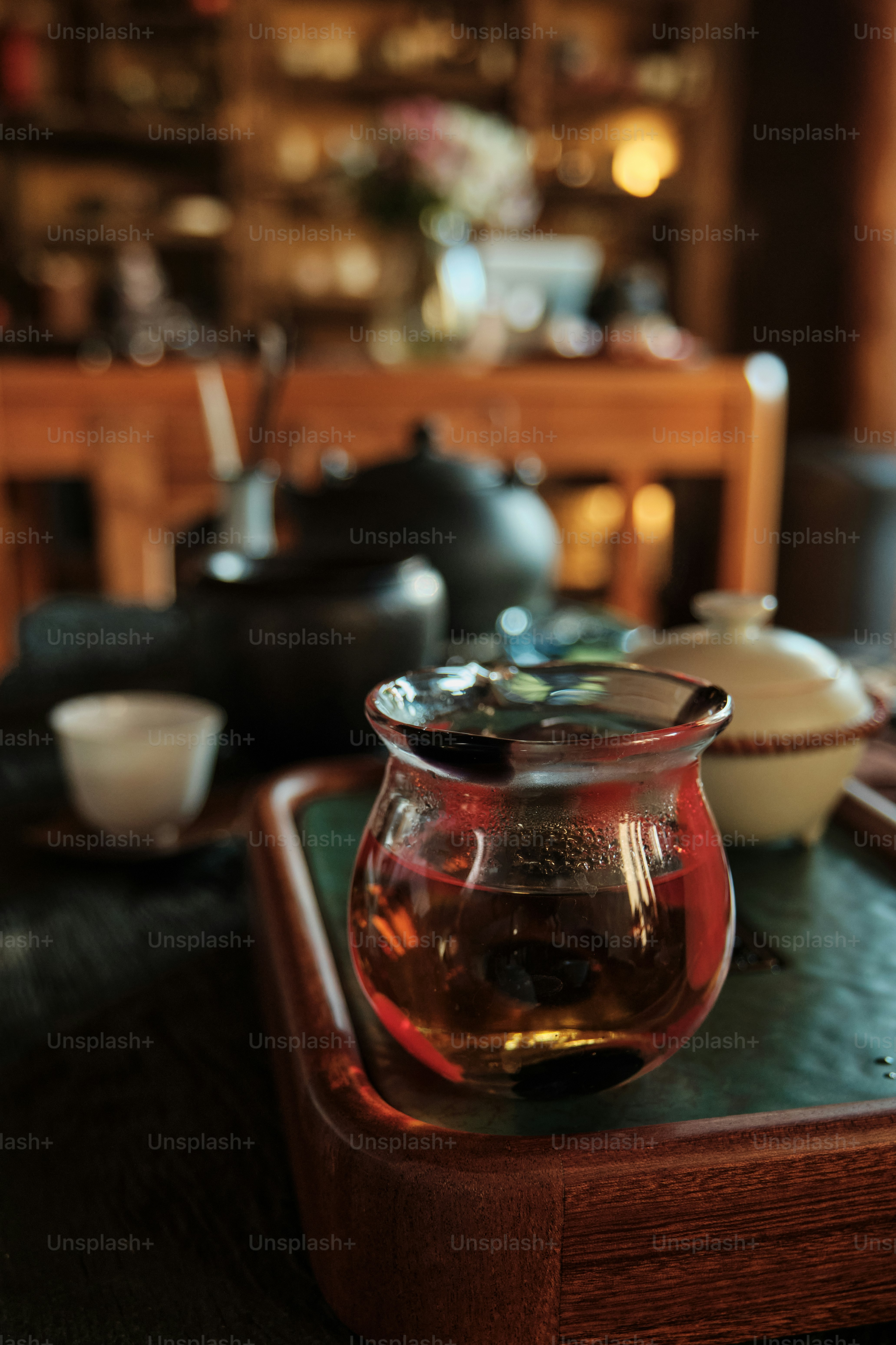 Tea ceremony preparation with traditional utensils. photo – Tea Image ...