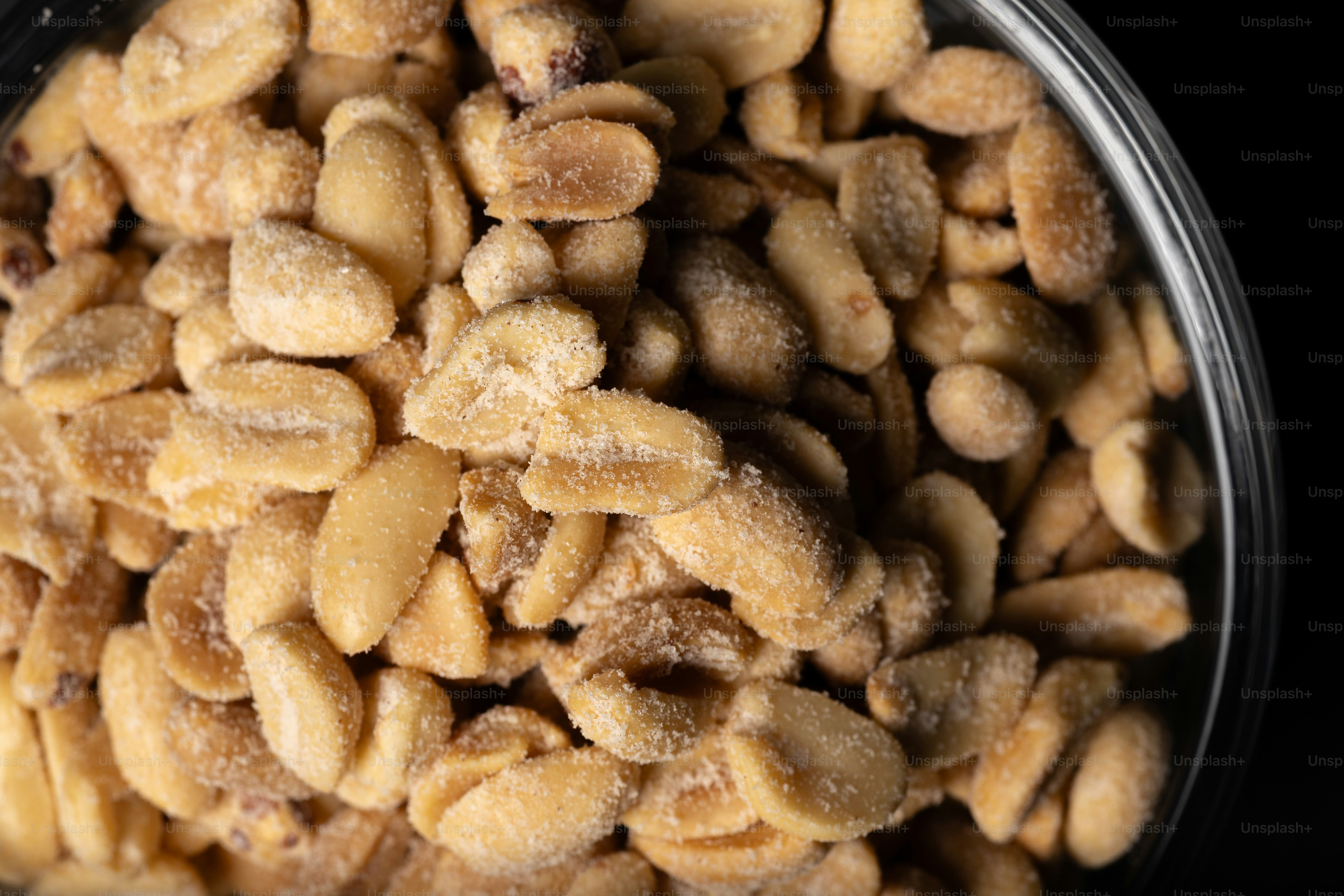 Close-up of salted peanuts in a bowl