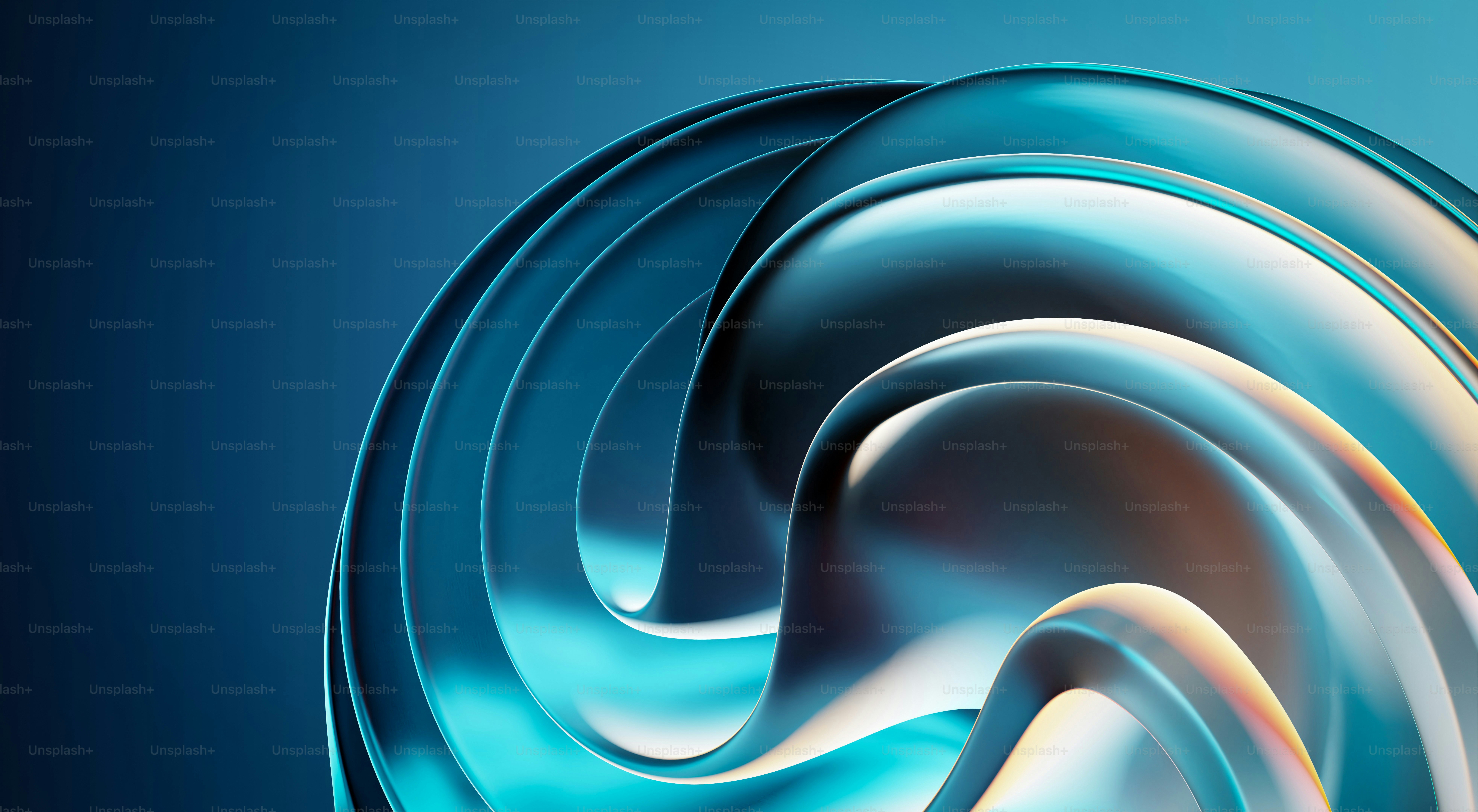 Abstract blue and silver swirling metallic shape