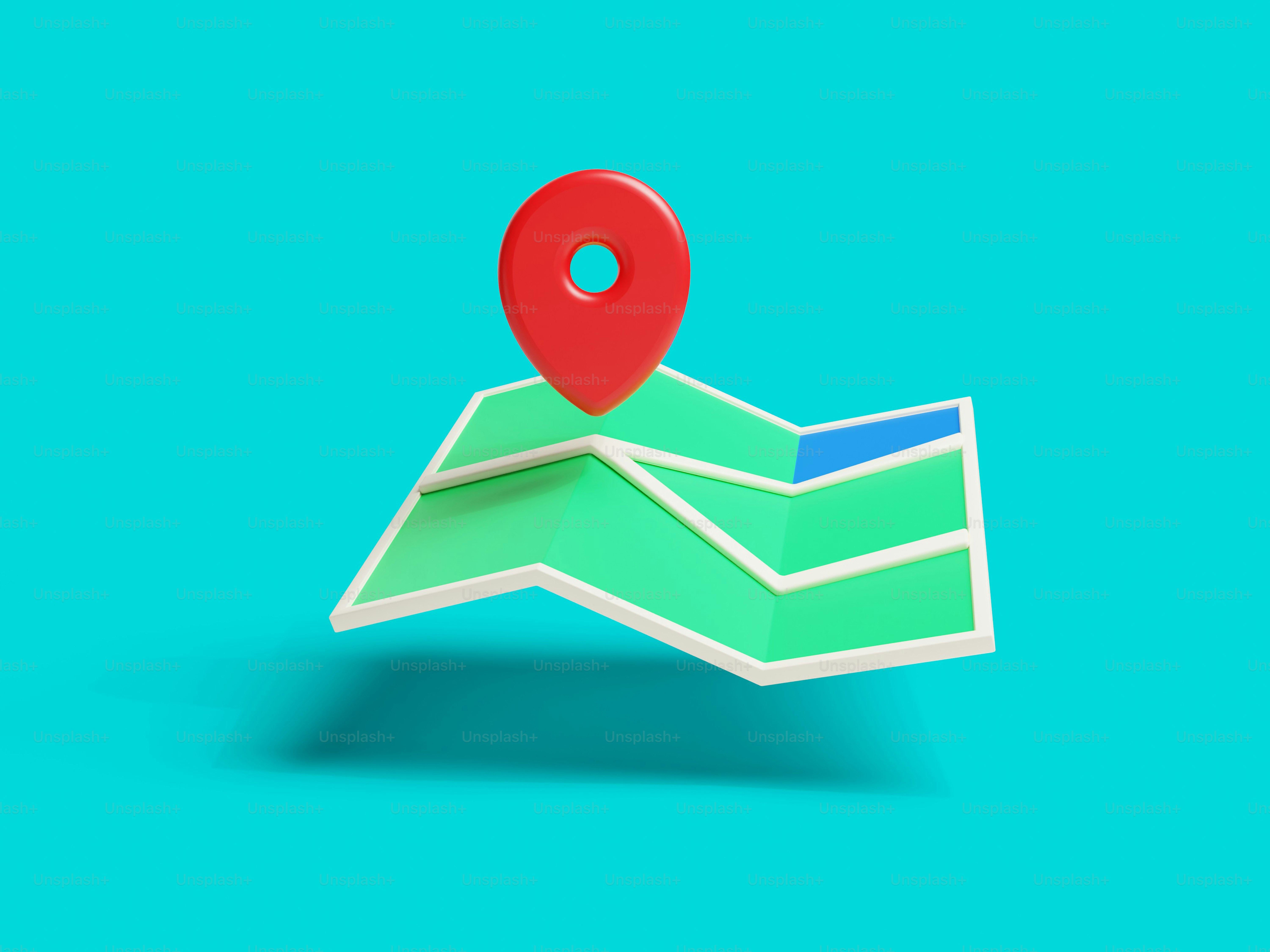 A red map pin on a folded map