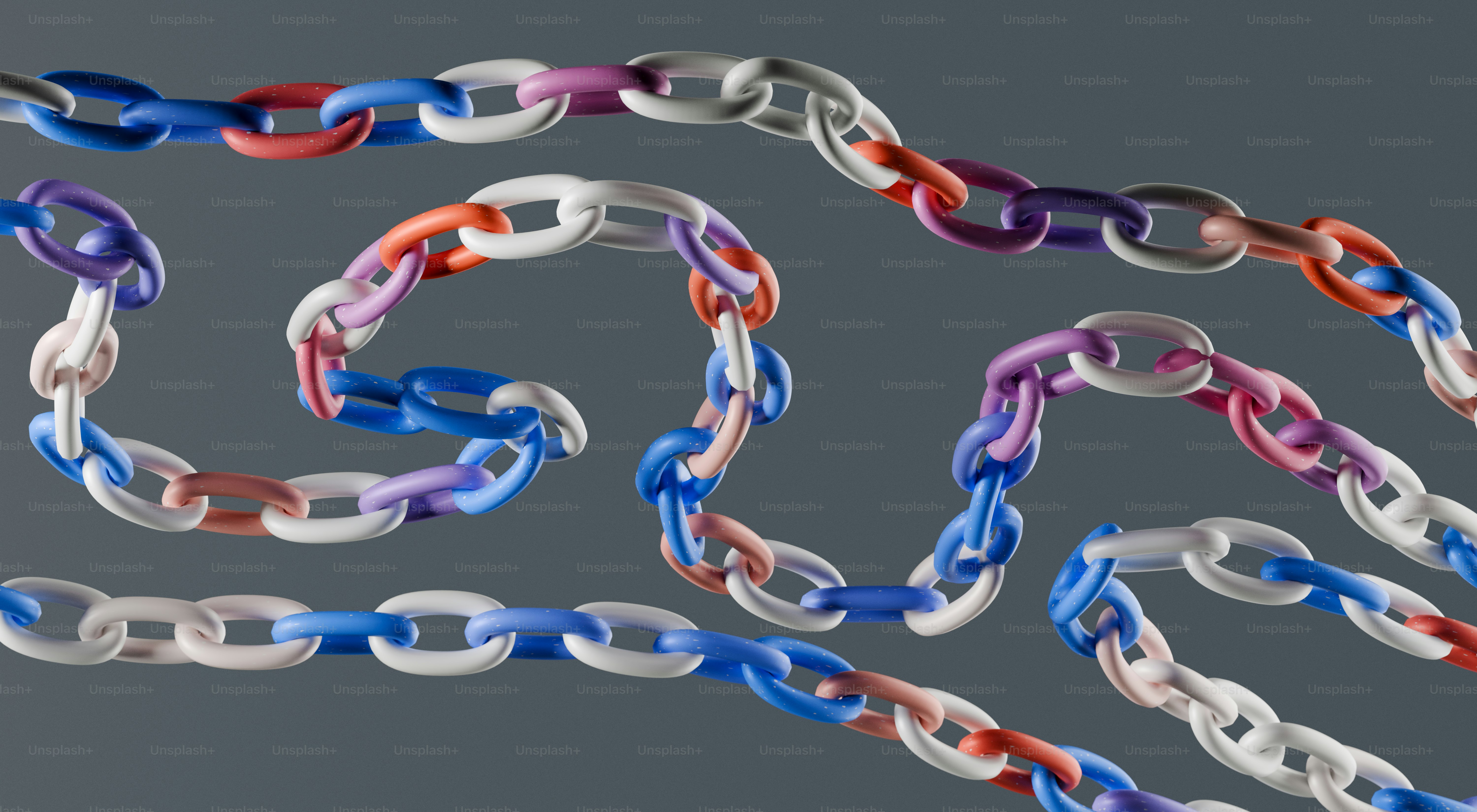 Colorful plastic chains arranged in swirling patterns photo – Abstract ...