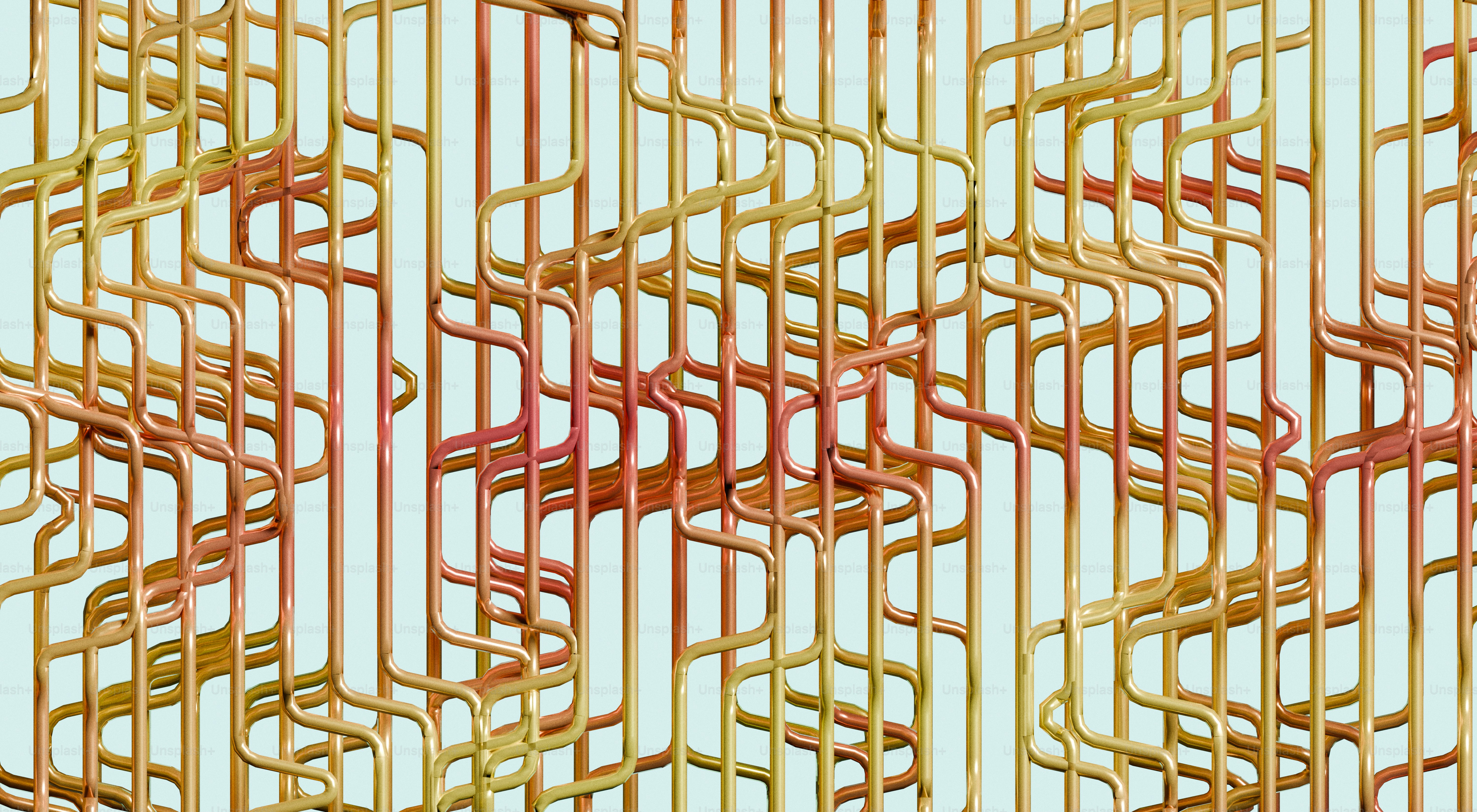 Abstract pattern of interlocking copper pipes photo – Abstract Image on ...