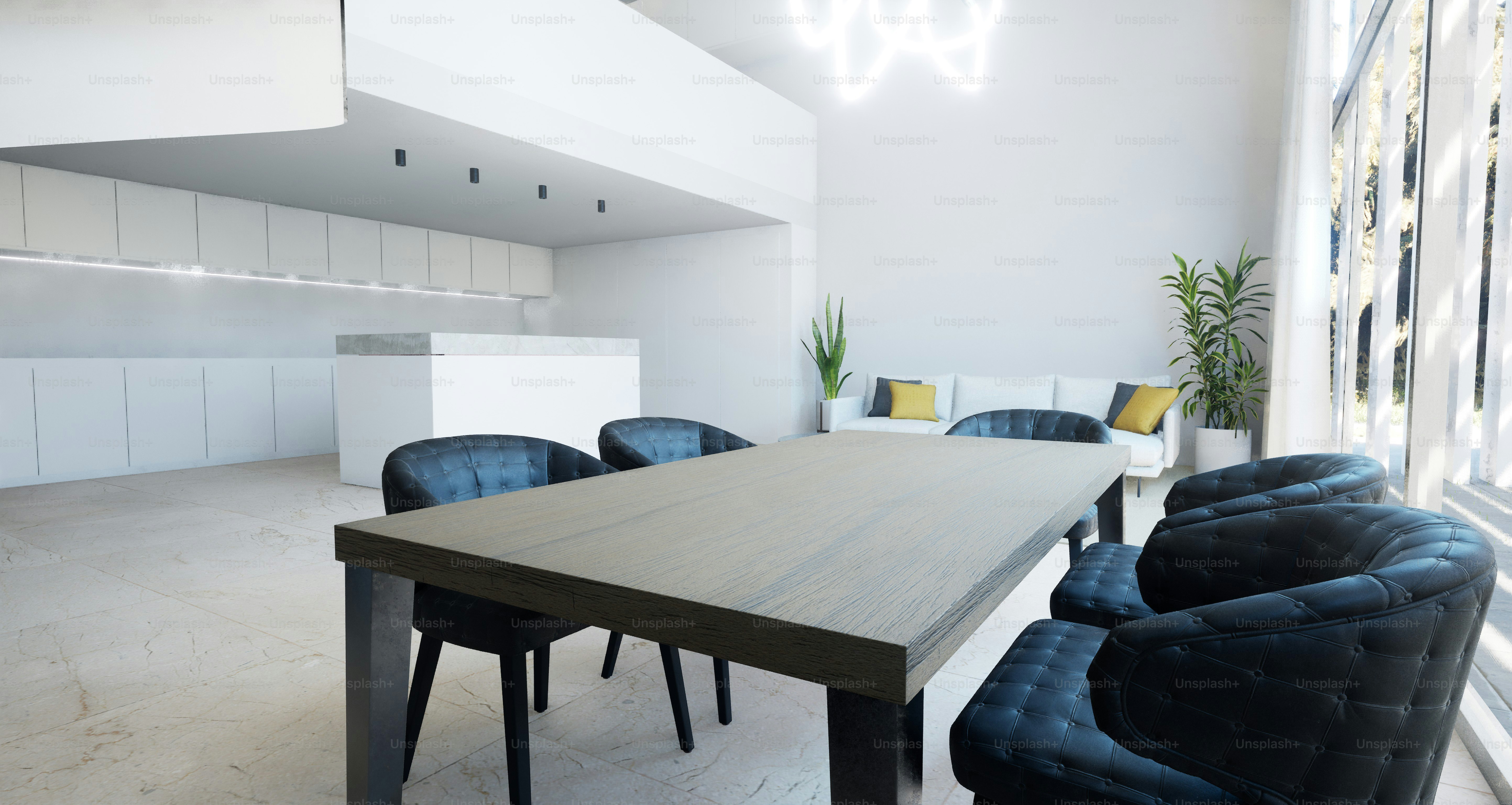 Modern dining room with table and chairs