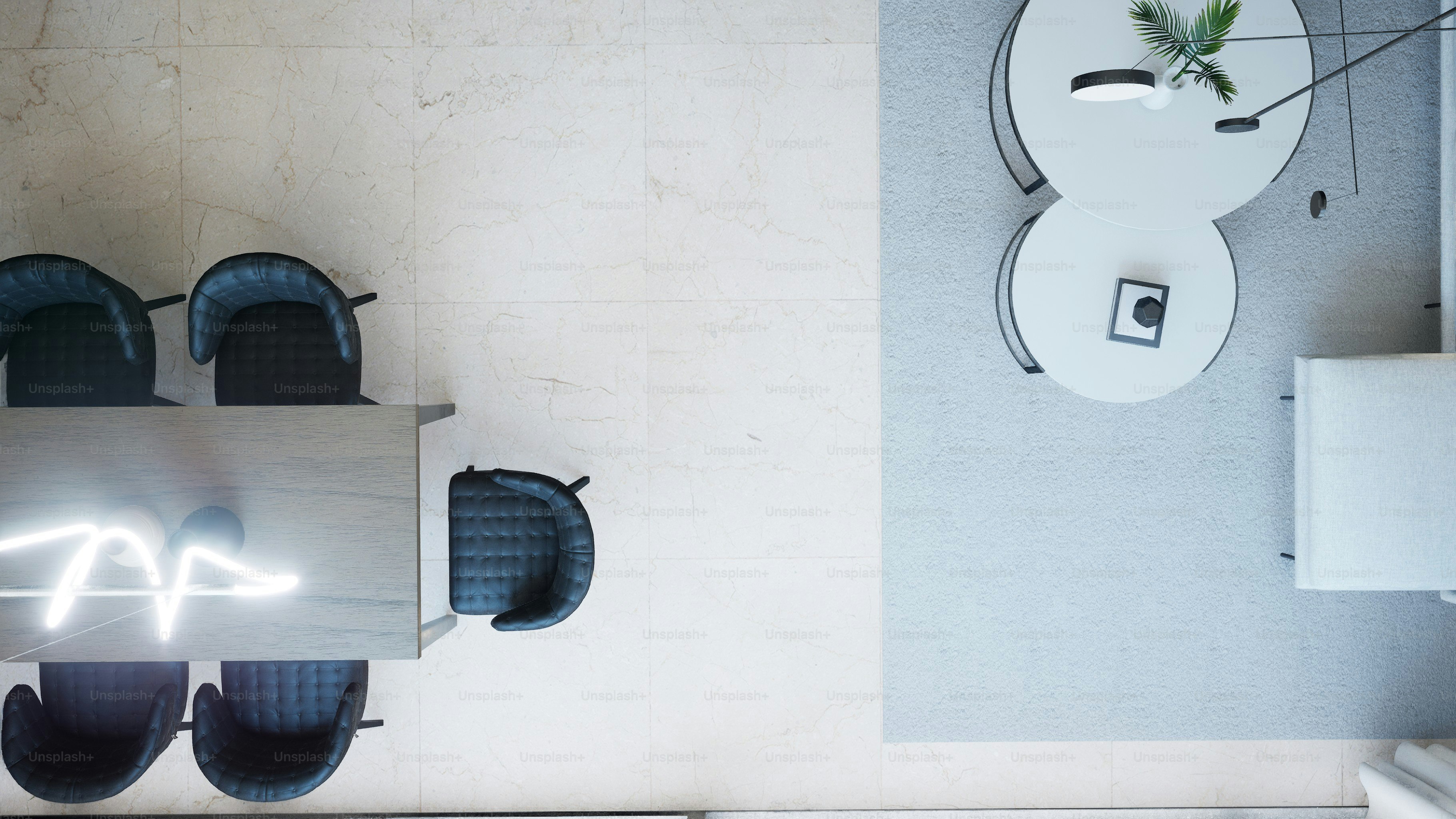 Modern conference room with table and chairs