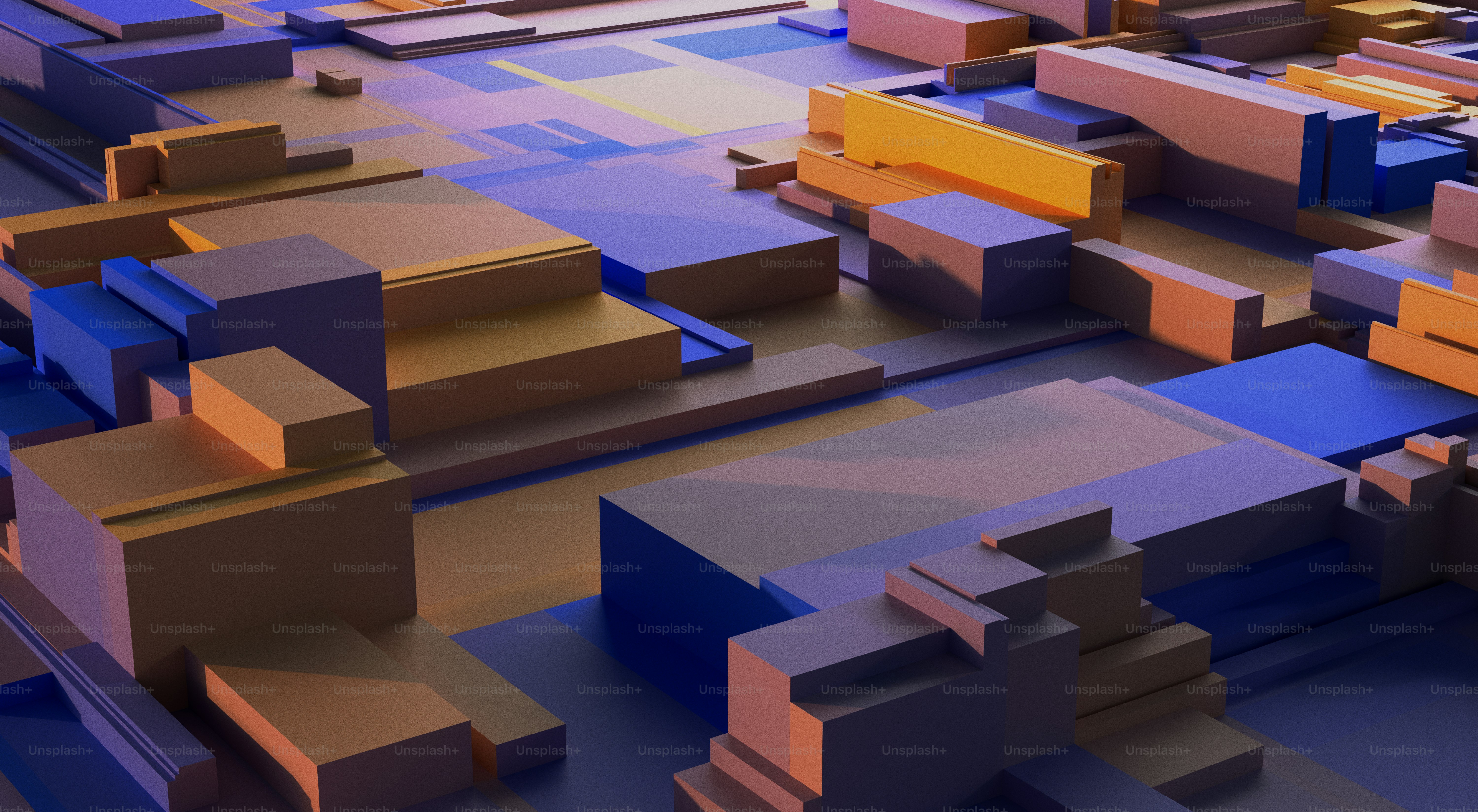Abstract geometric shapes with blue and orange hues photo – Background ...