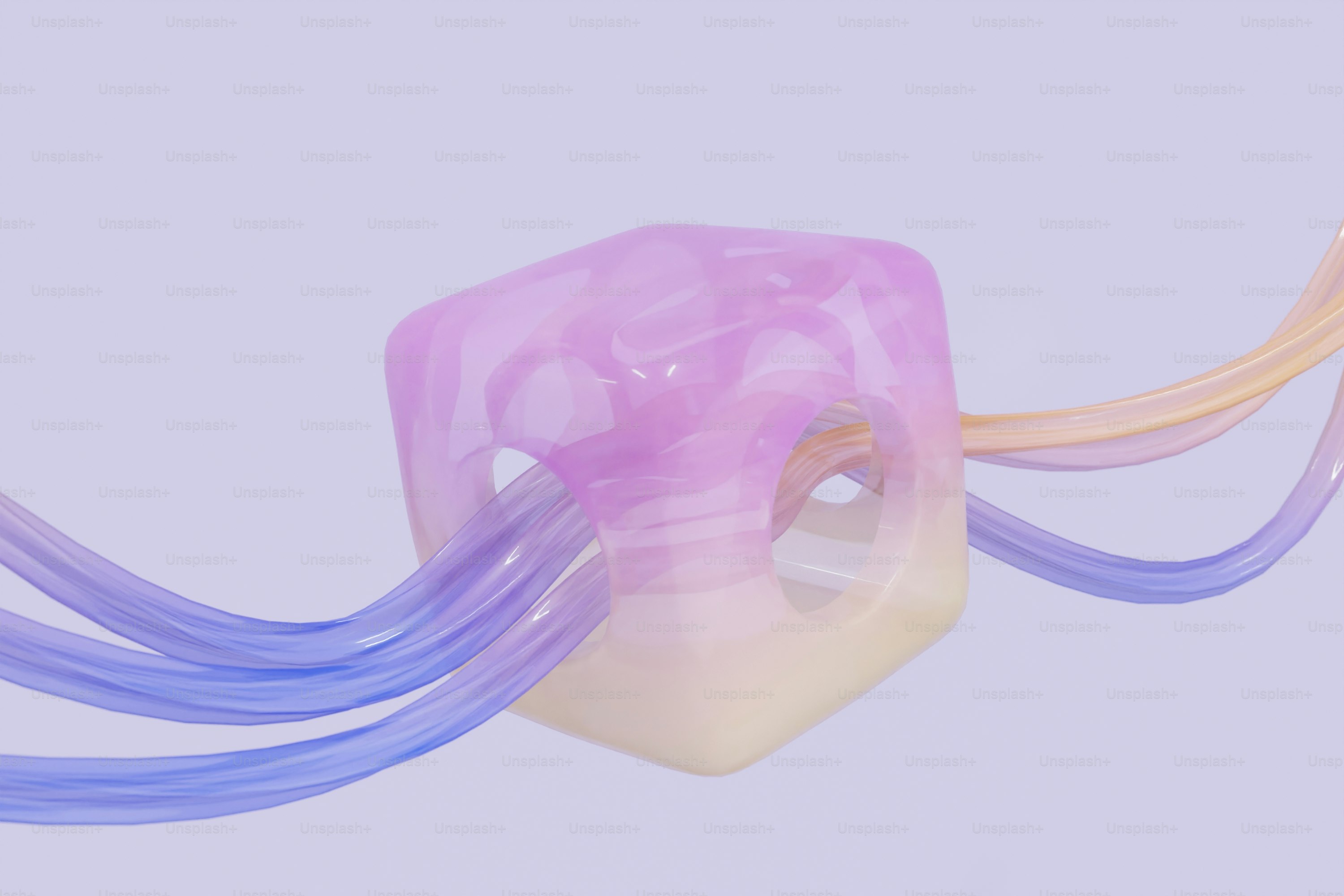 다채로운 실들이 흐르는 추상적인 큐브