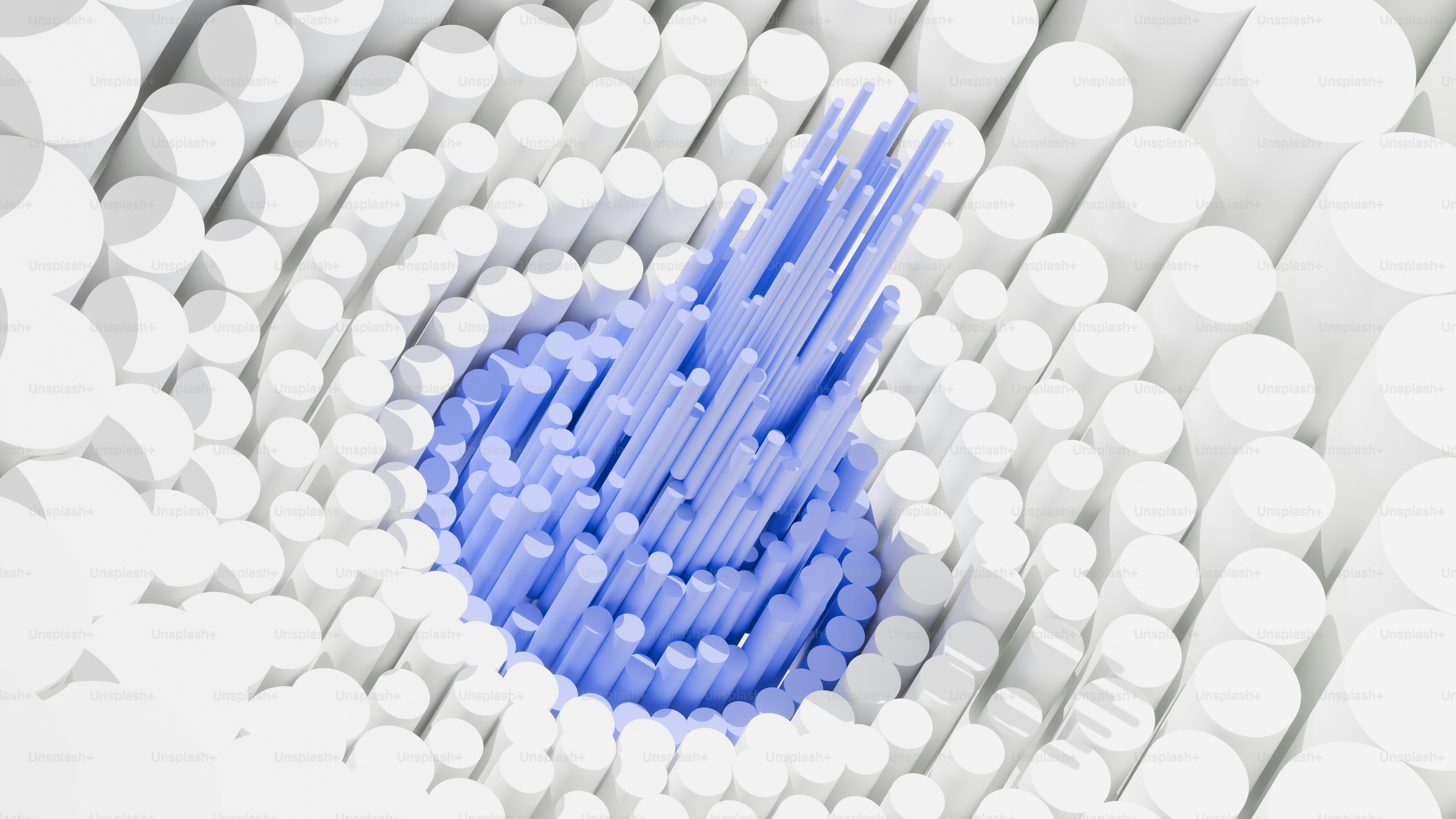 흰색과 파란색 원통의 추상 패턴