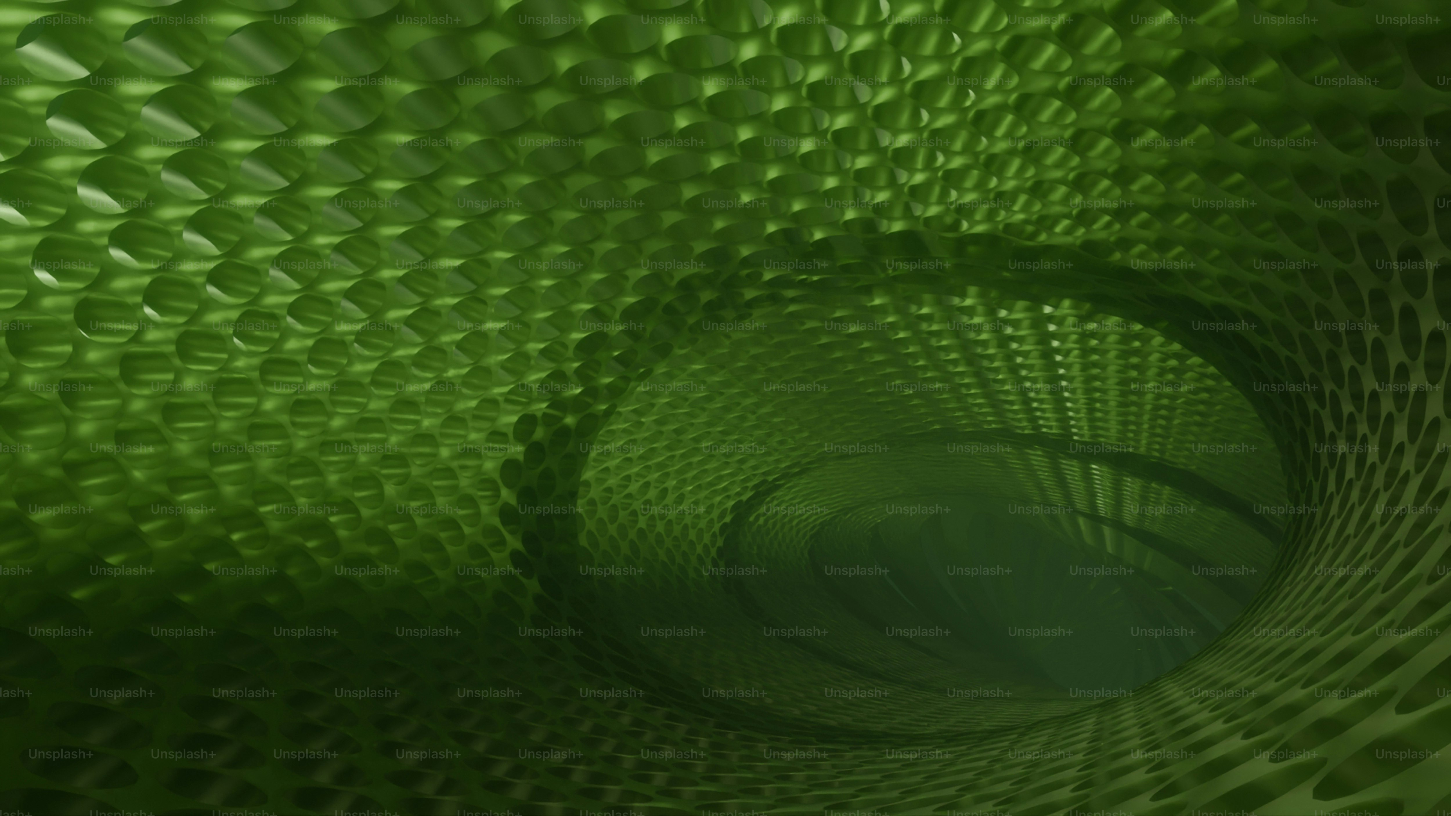 질감 있는 벽이 있는 추상적인 녹색 소용돌이 터널