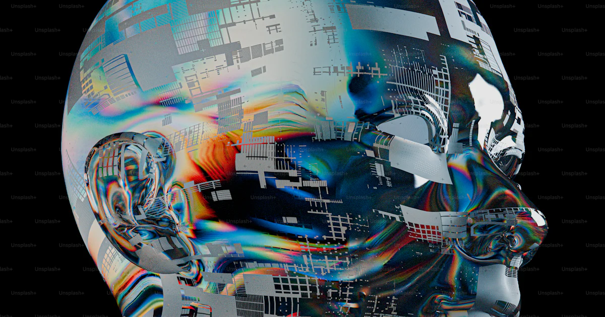 Digital Head Abstract Abstract digital human head with colorful glitch effects photo ...