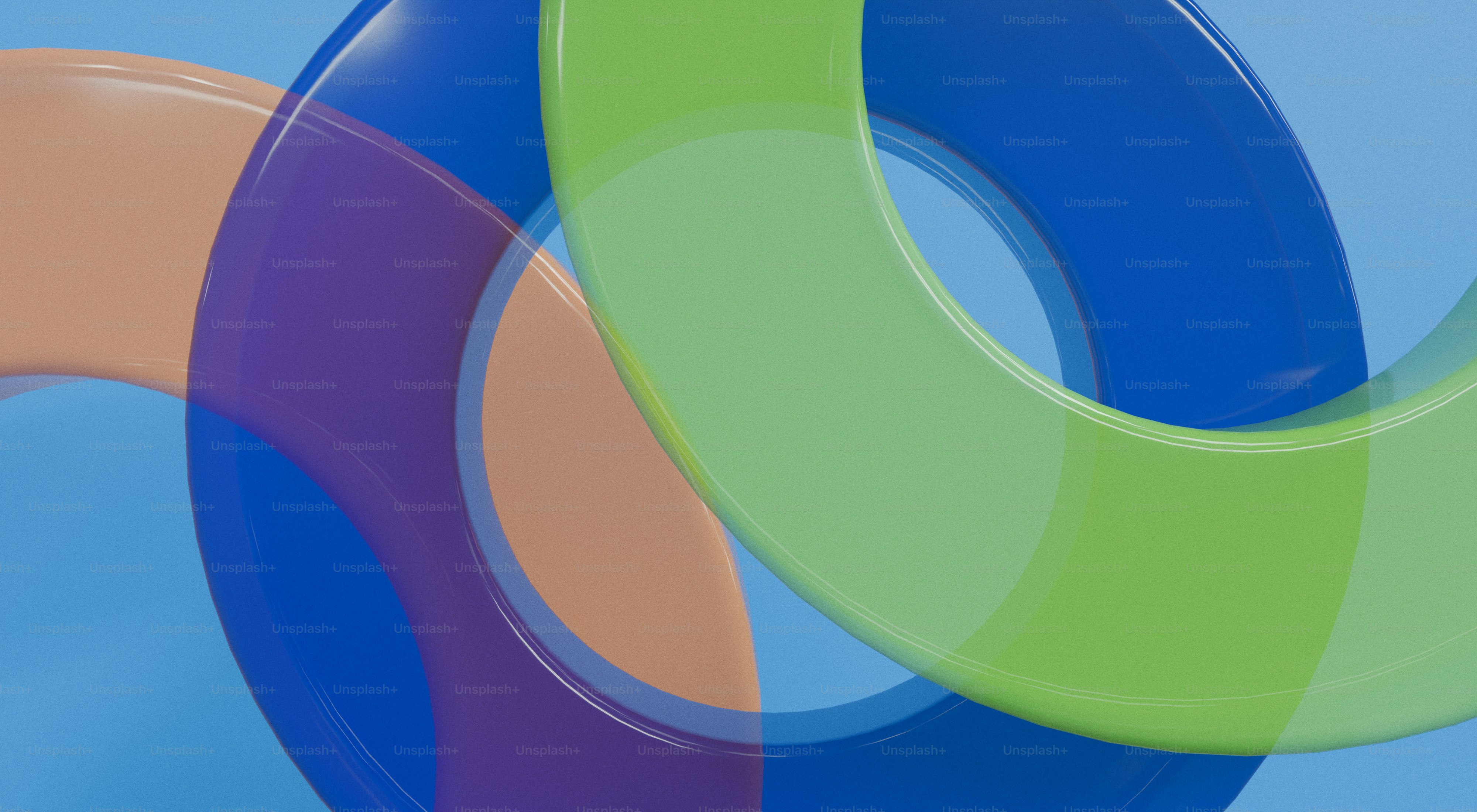 Abstract colorful rings on a blue background photo – 3d render Image on ...