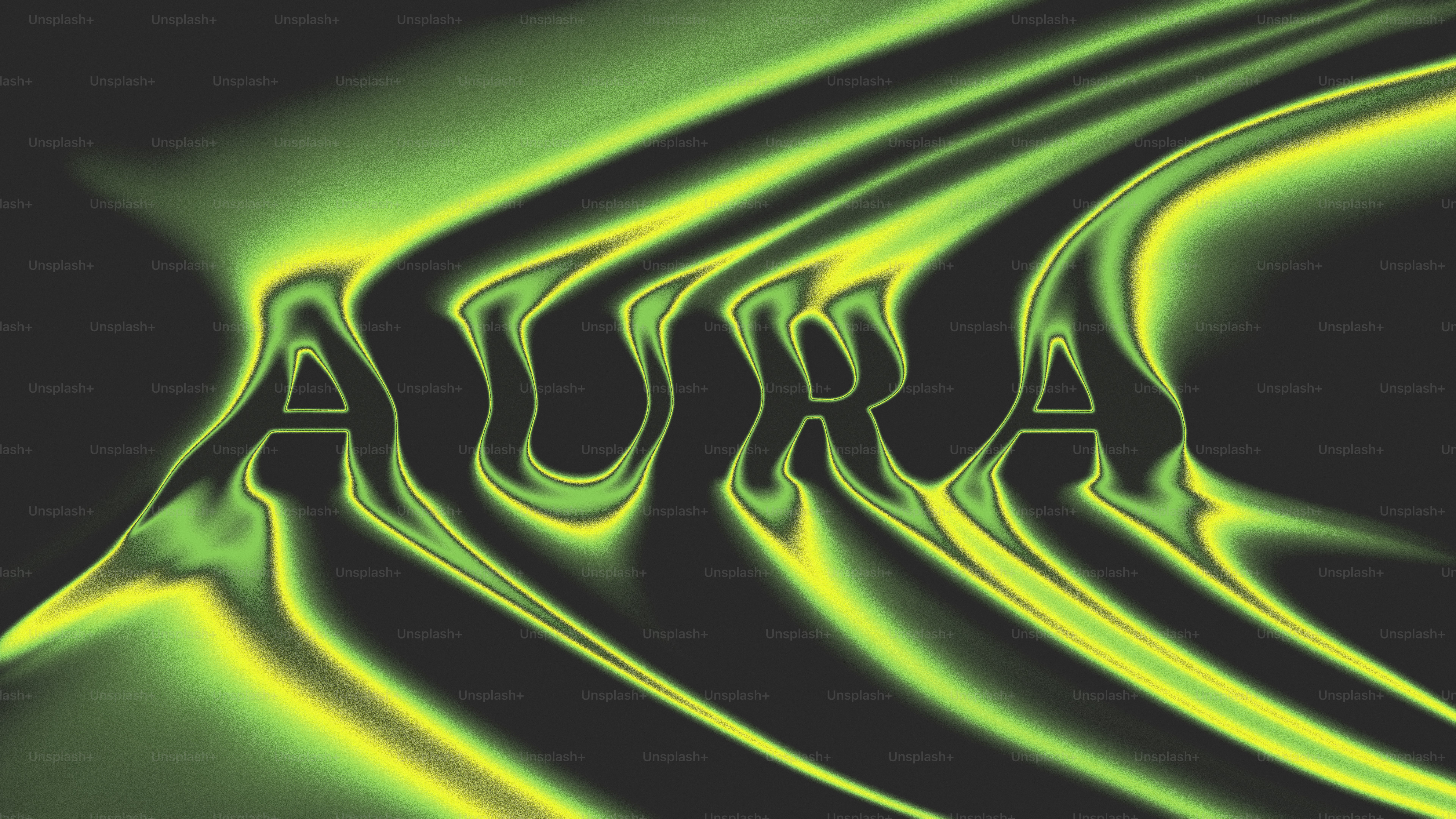 Green wavy text on a dark background