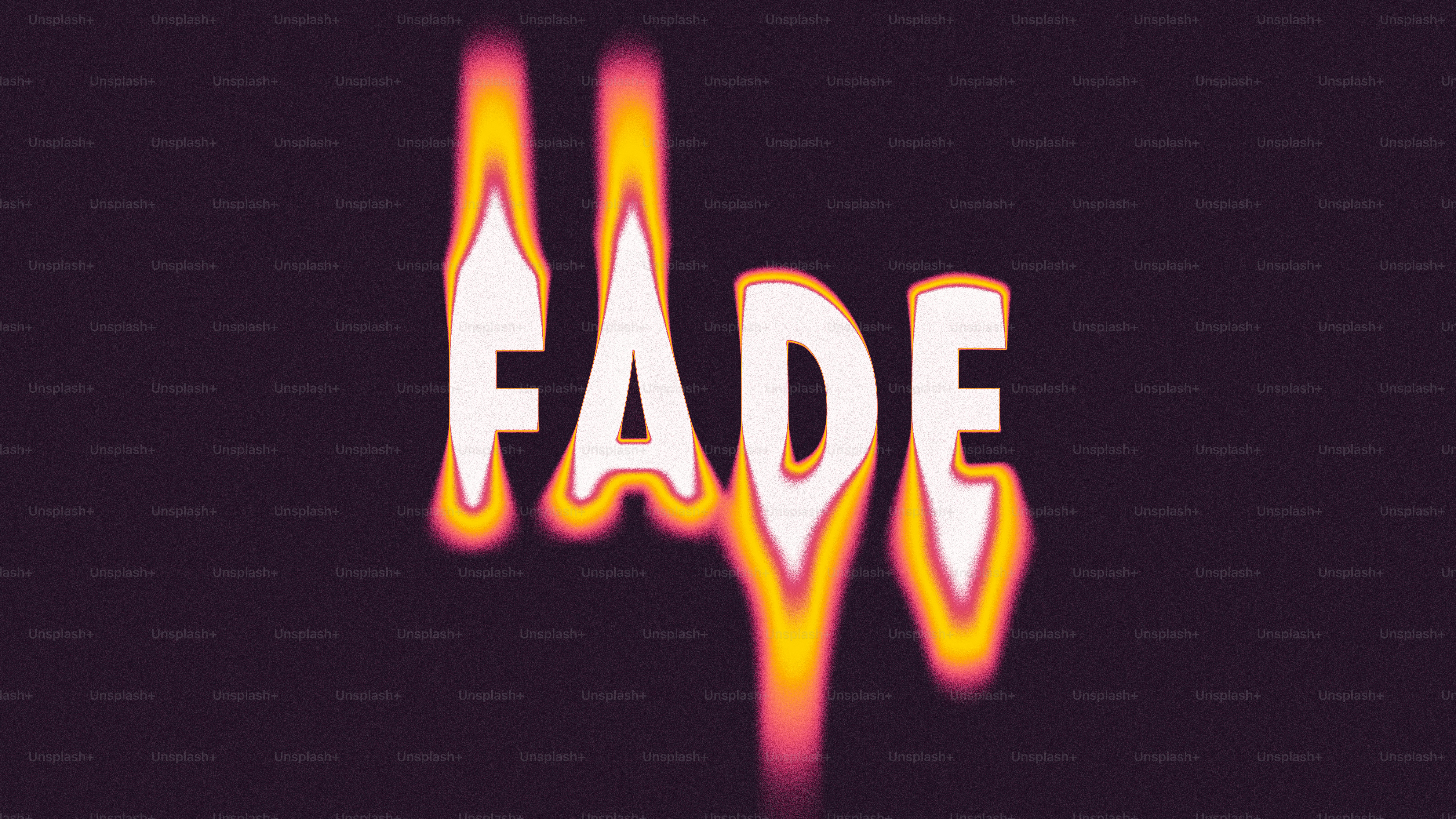 The word fade with fiery edges on the edges