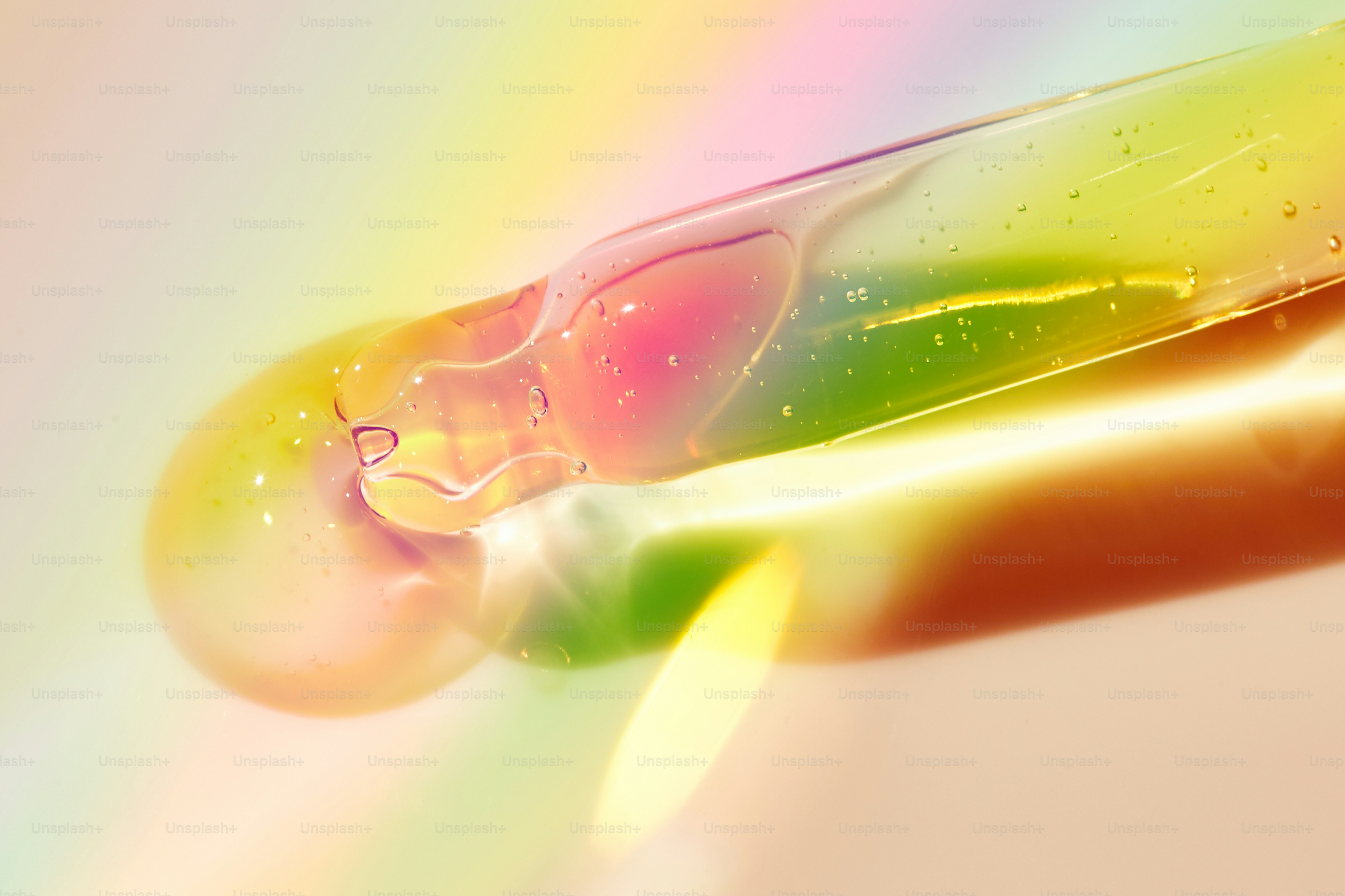 Close-up of colorful liquid in a dropper