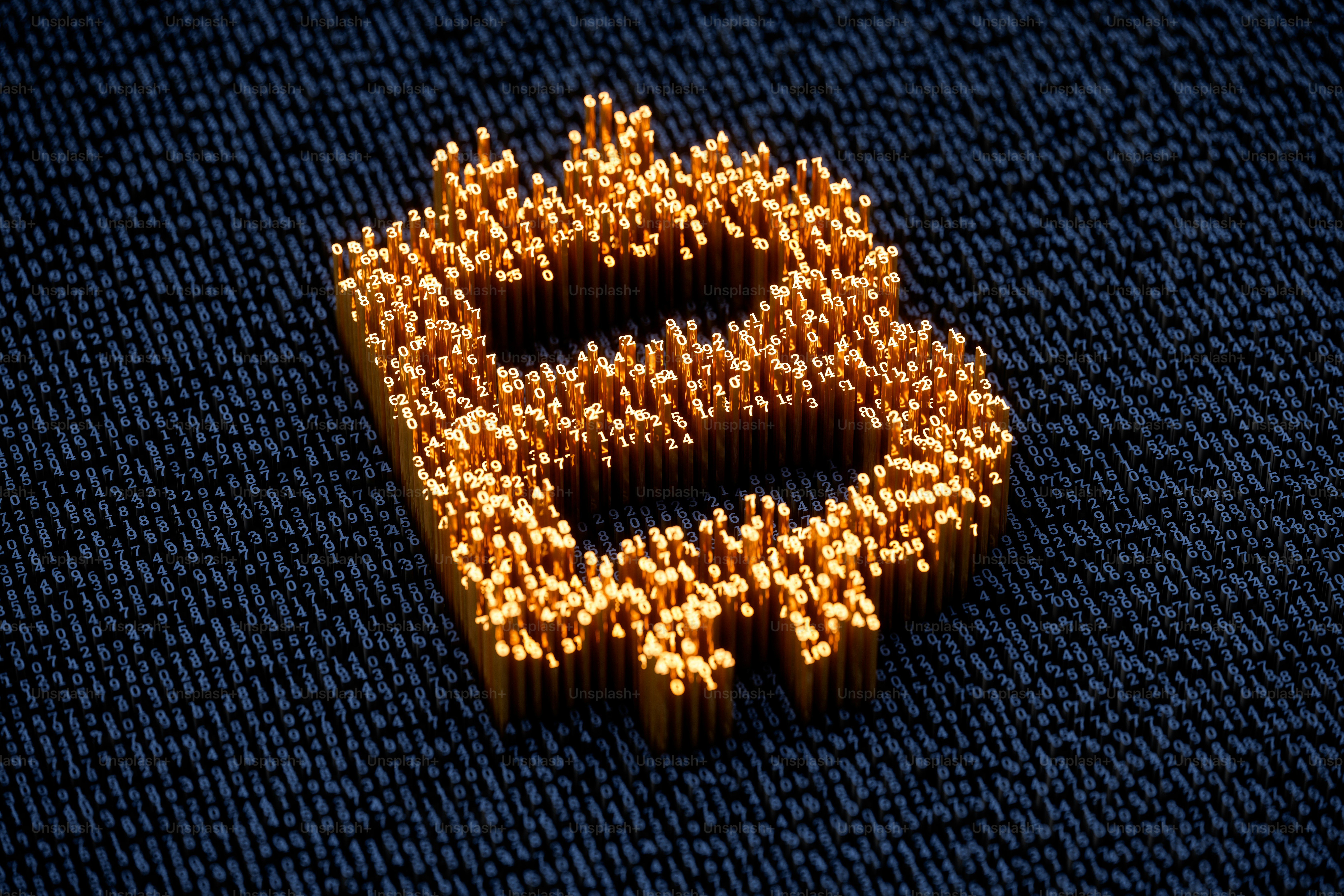 Bitcoin symbol made of numbers.