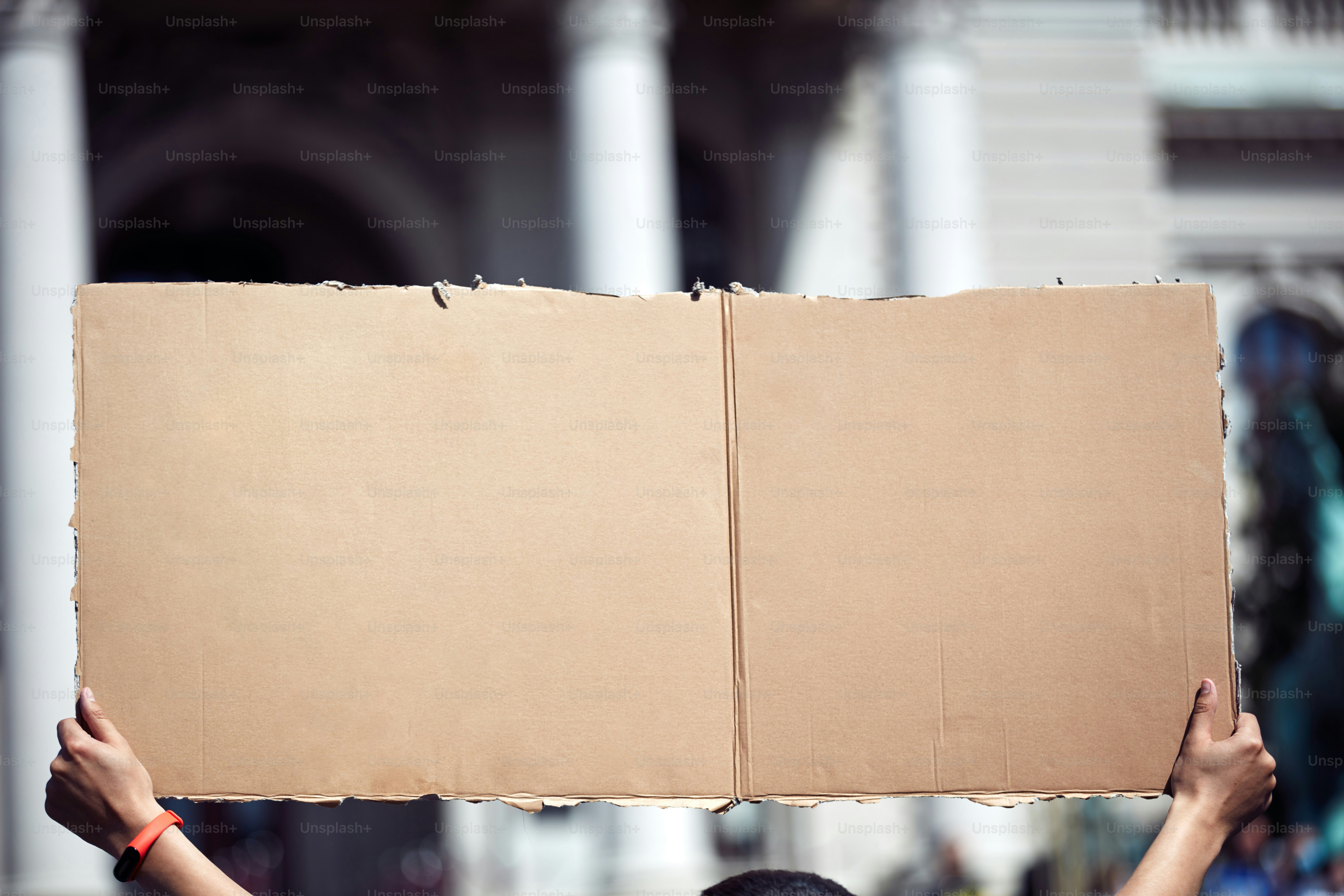 Protesters holding placards and signs on the streets.