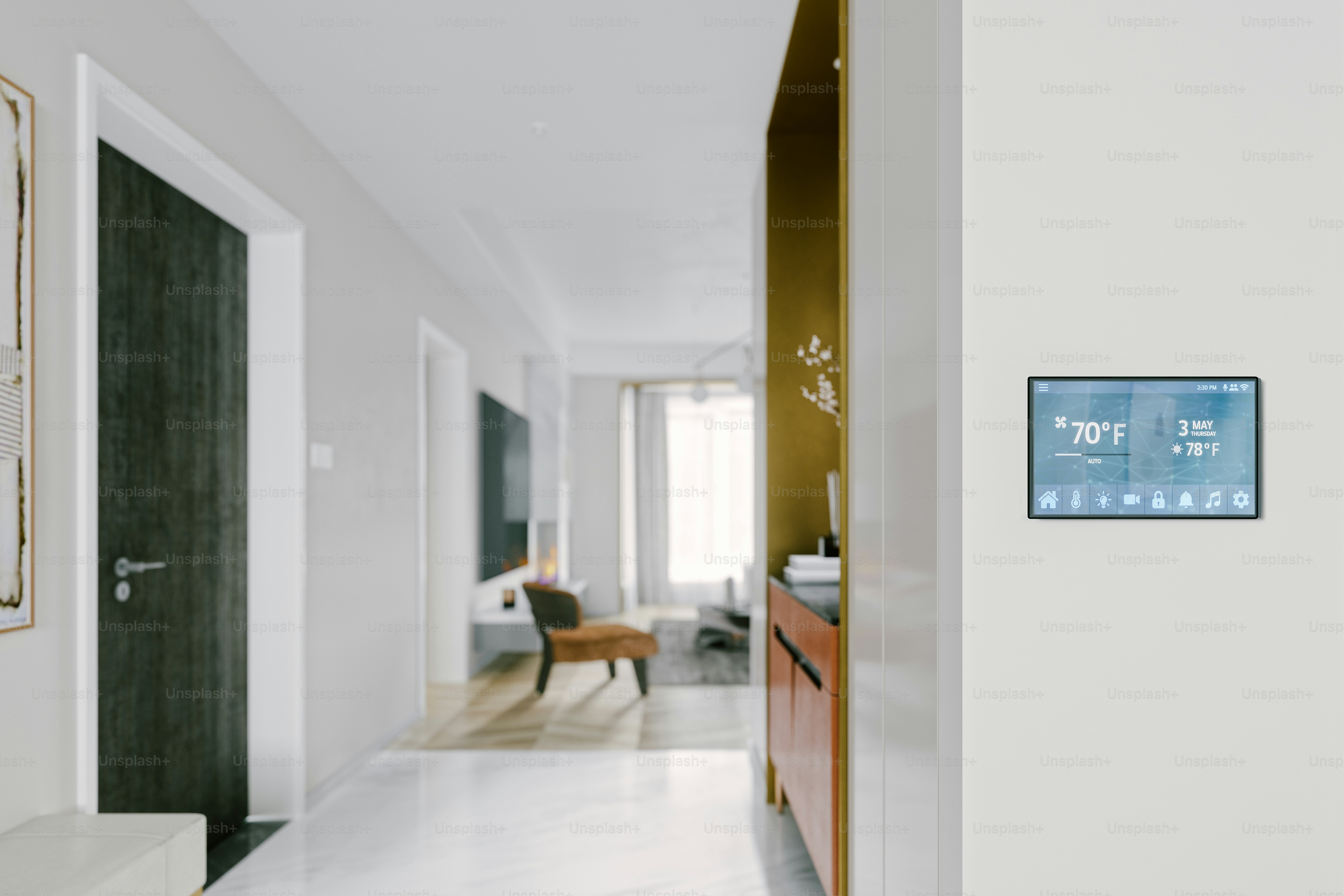 Interior of a modern house with smart automation system. photo ...