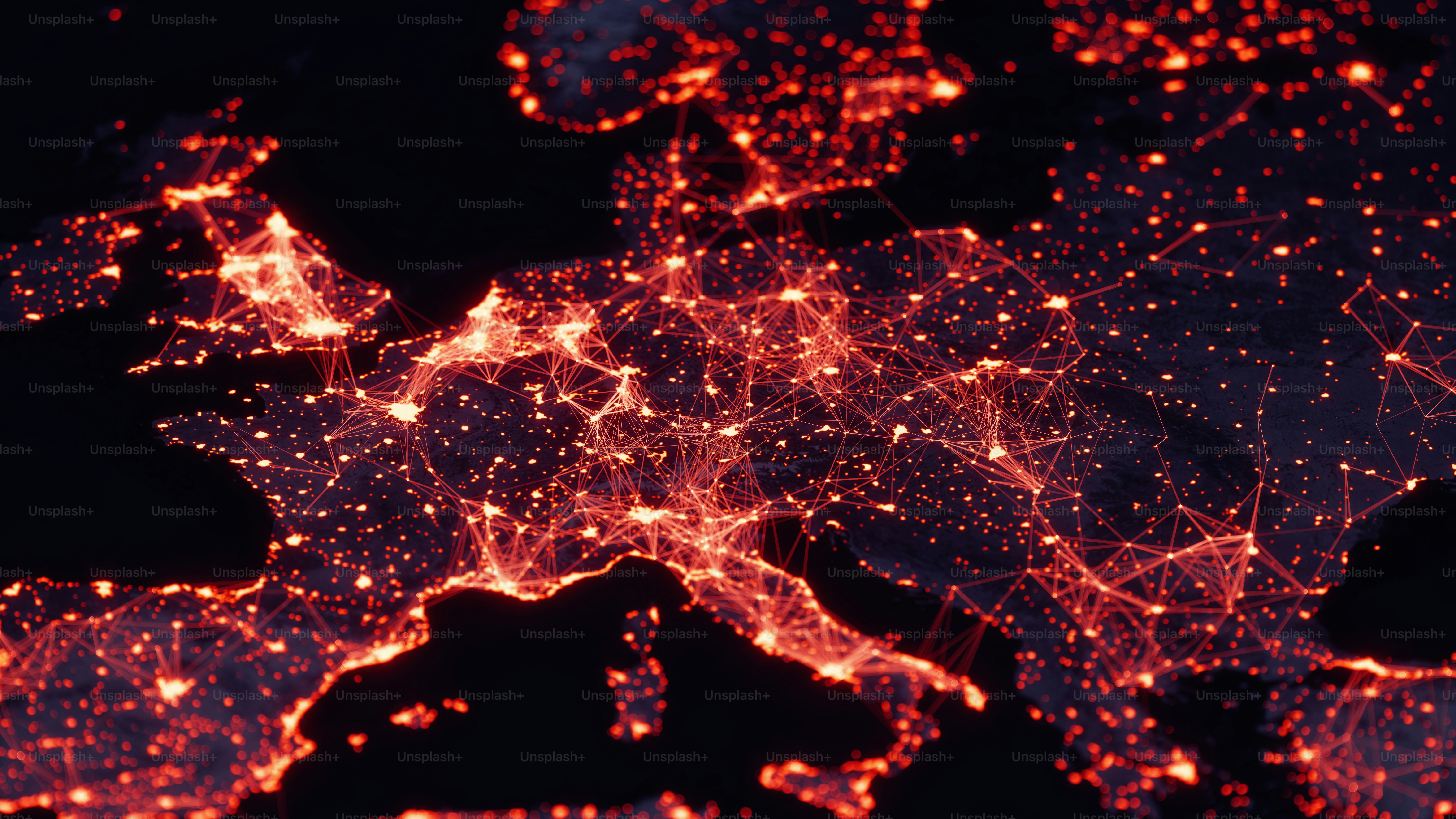 ヨーロッパの都市からのグローバルなつながり。世界地図 クレジット:NASA:https://visibleearth.nasa.gov/view.php?id=55167