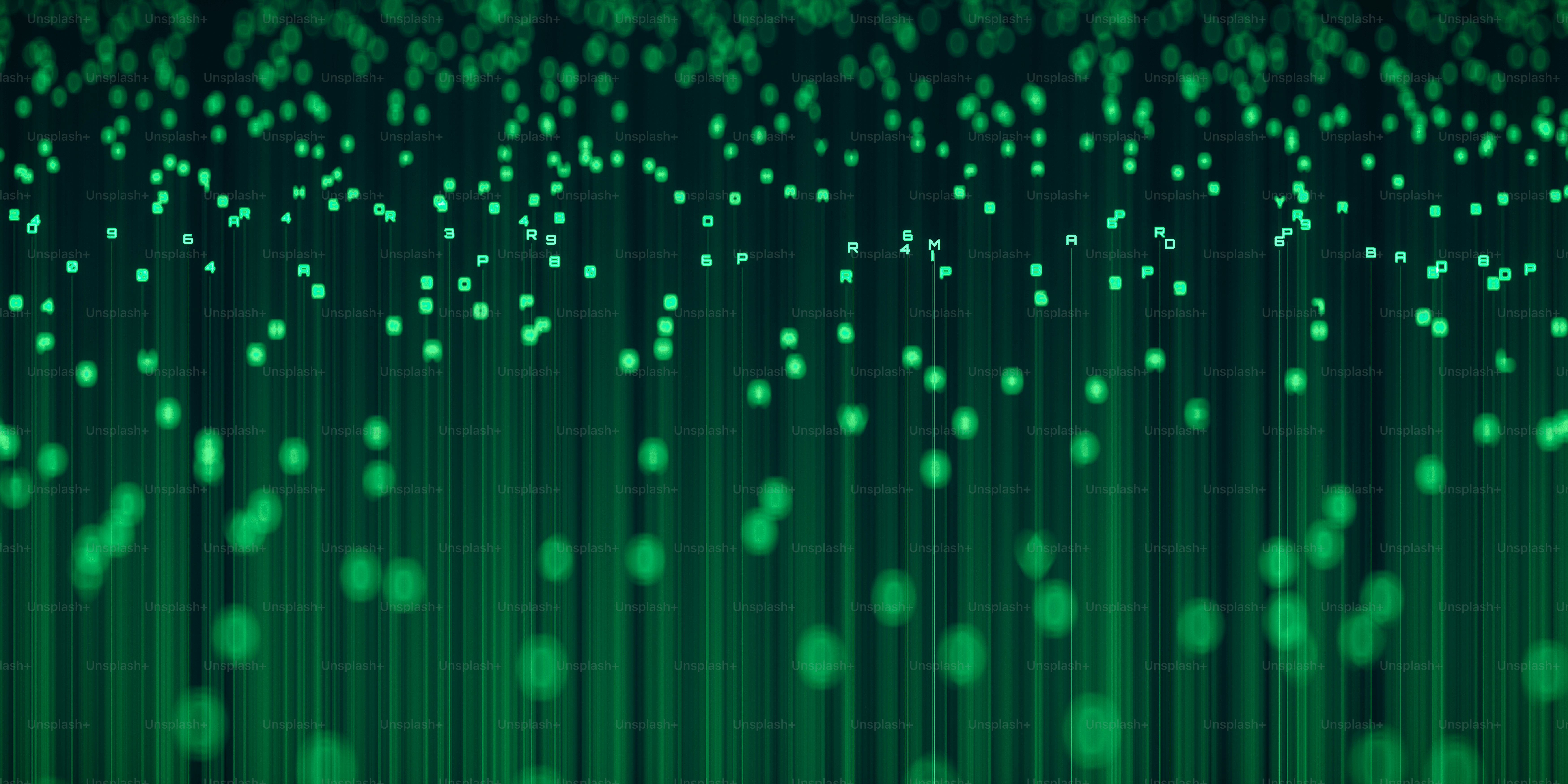 Grüne zufällige Charaktere, abstrakte Technologie-Hintergrund.