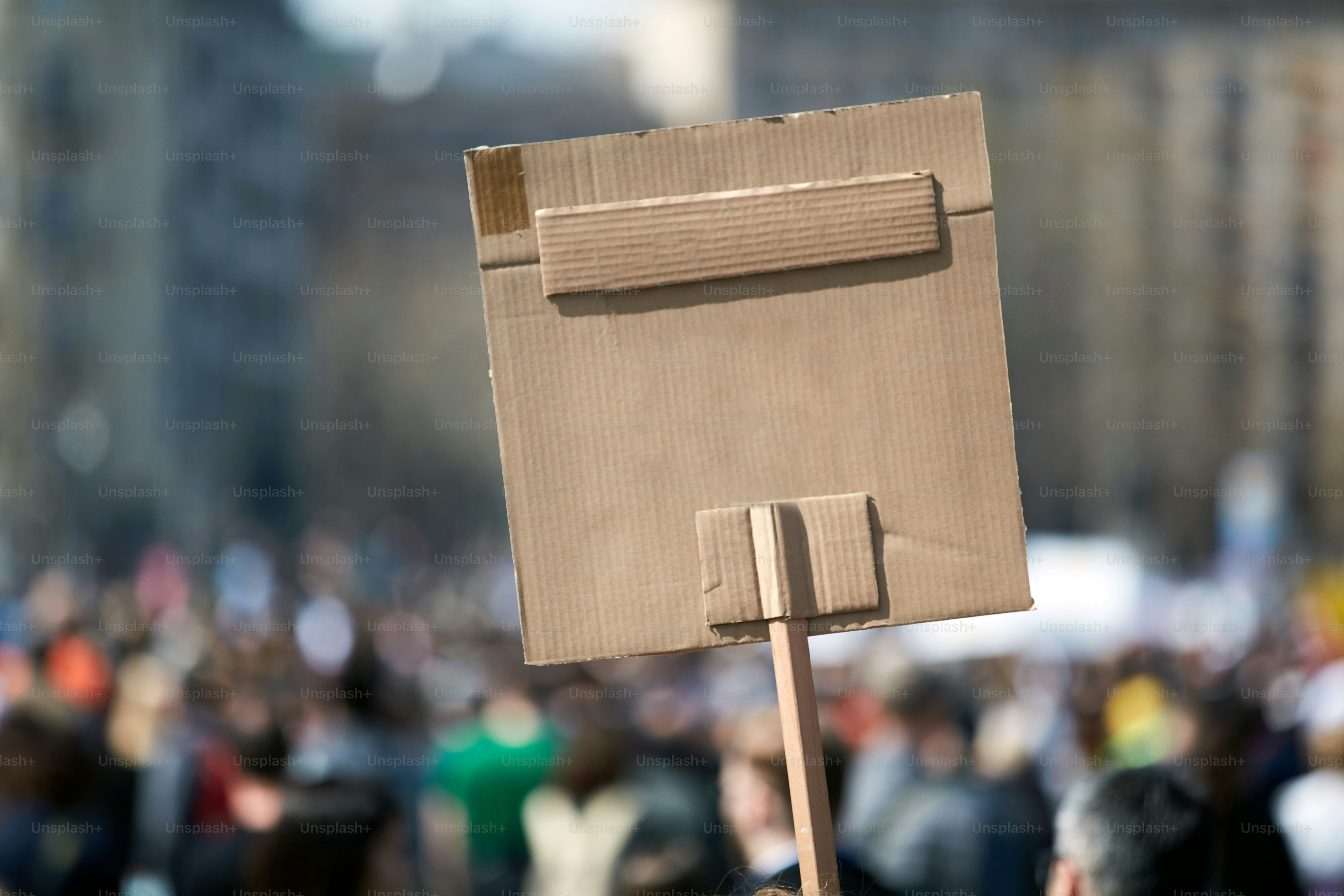 Protesters holding placards and signs on the streets.