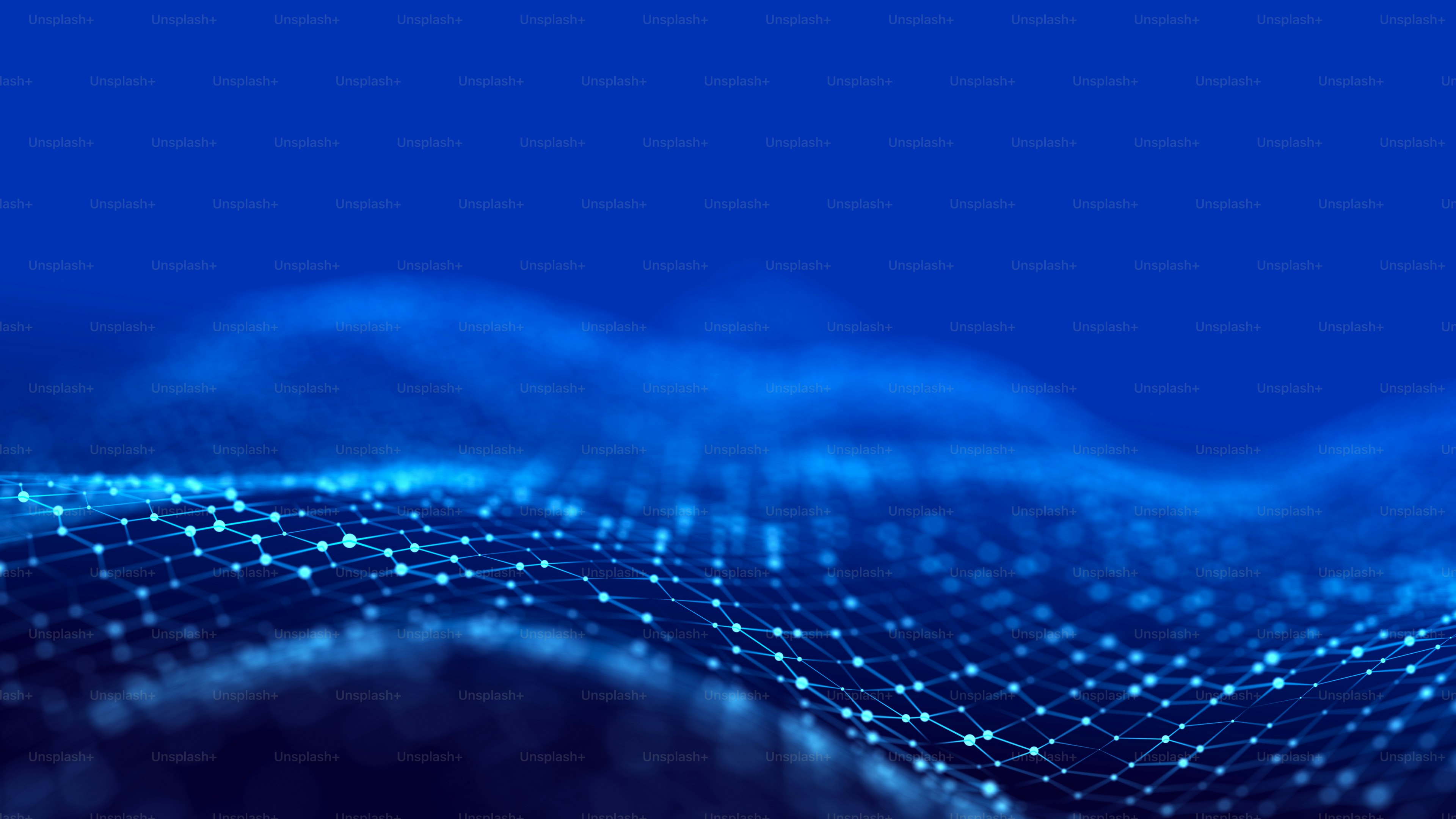 Futuristic blue background with intertwined dots.Lots of data. Musical flow of sounds. 3D .