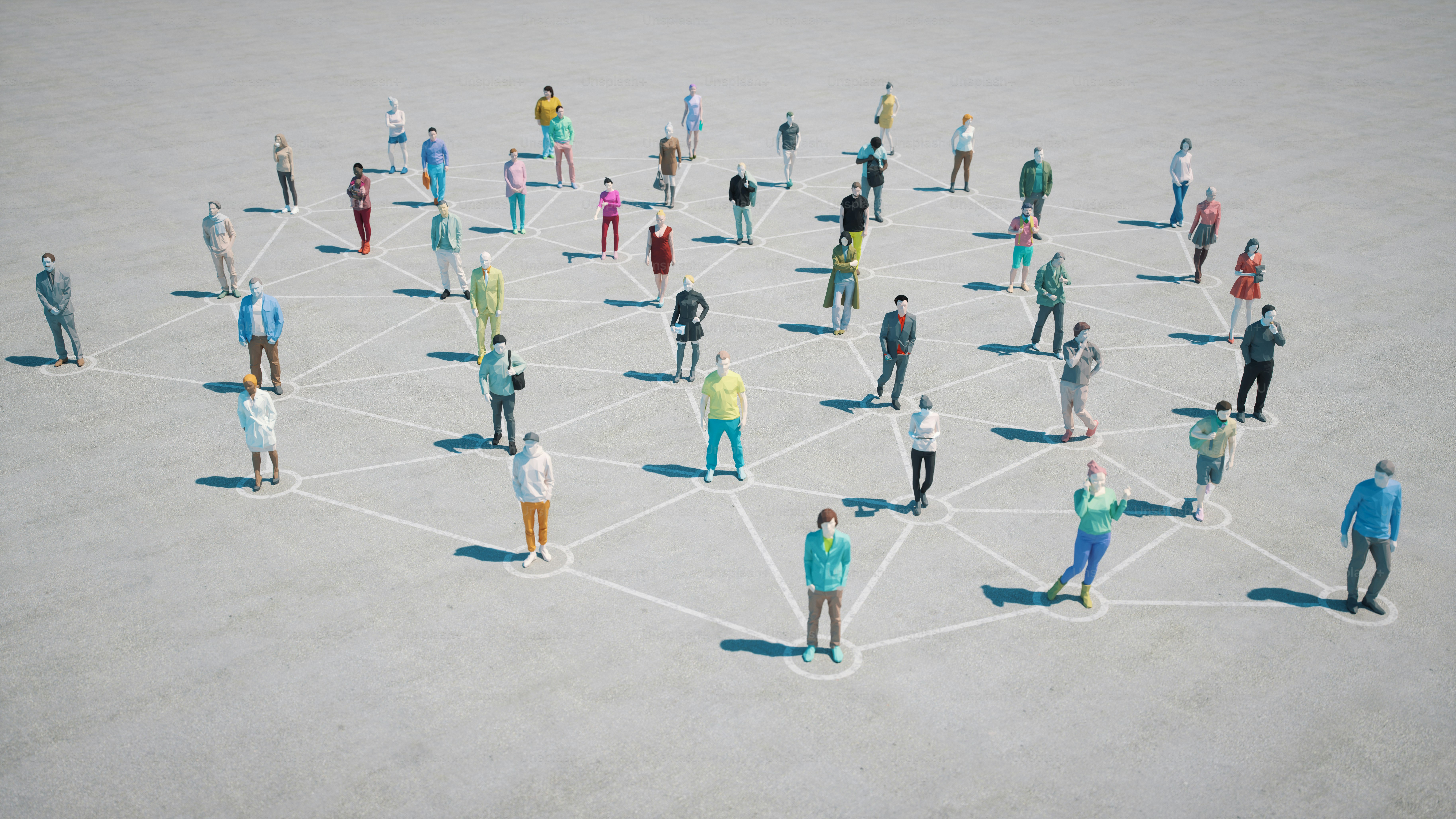 3d low-poly people network.