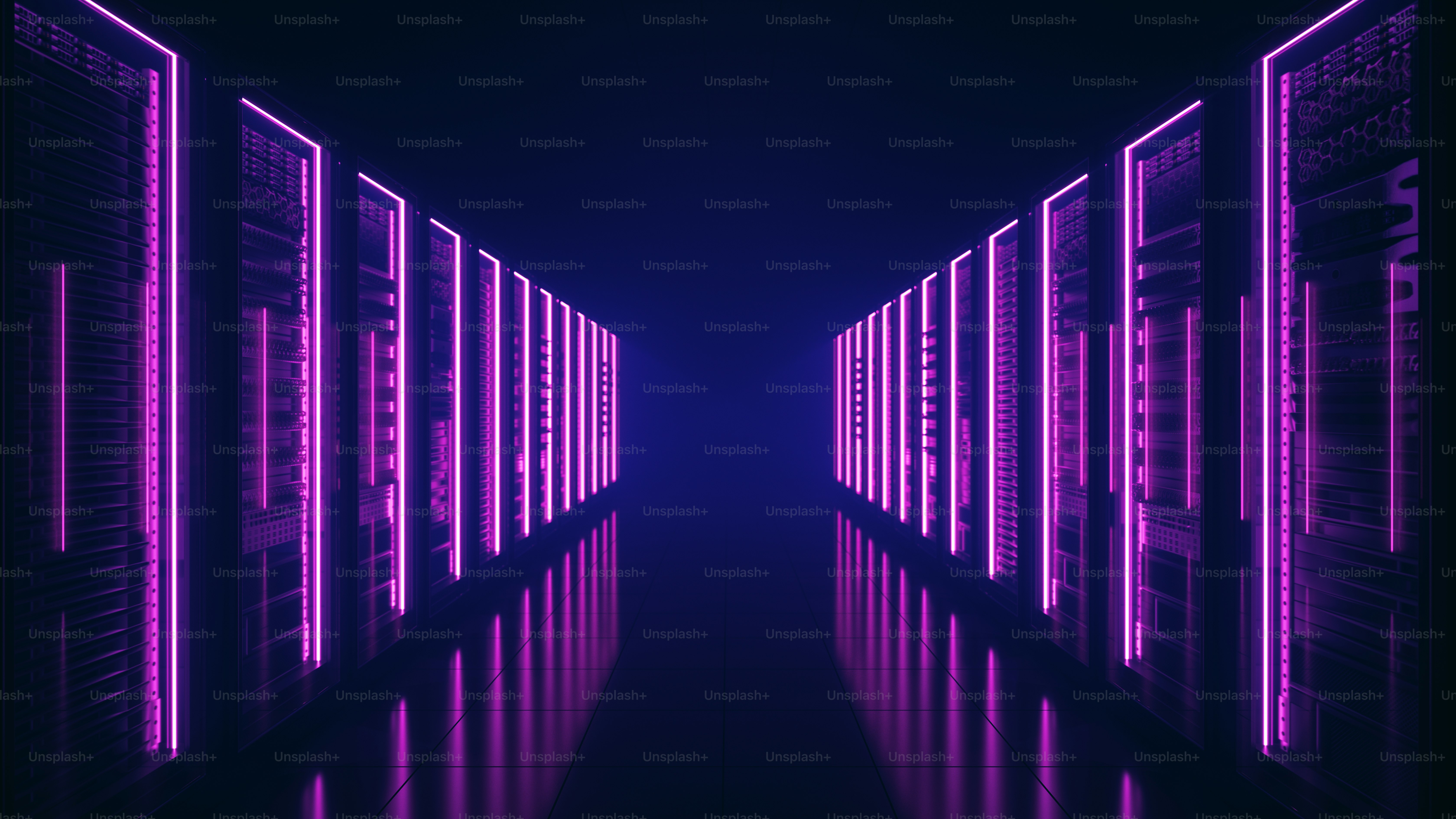 Futuristic server room representing compute-intensive reasoning workloads