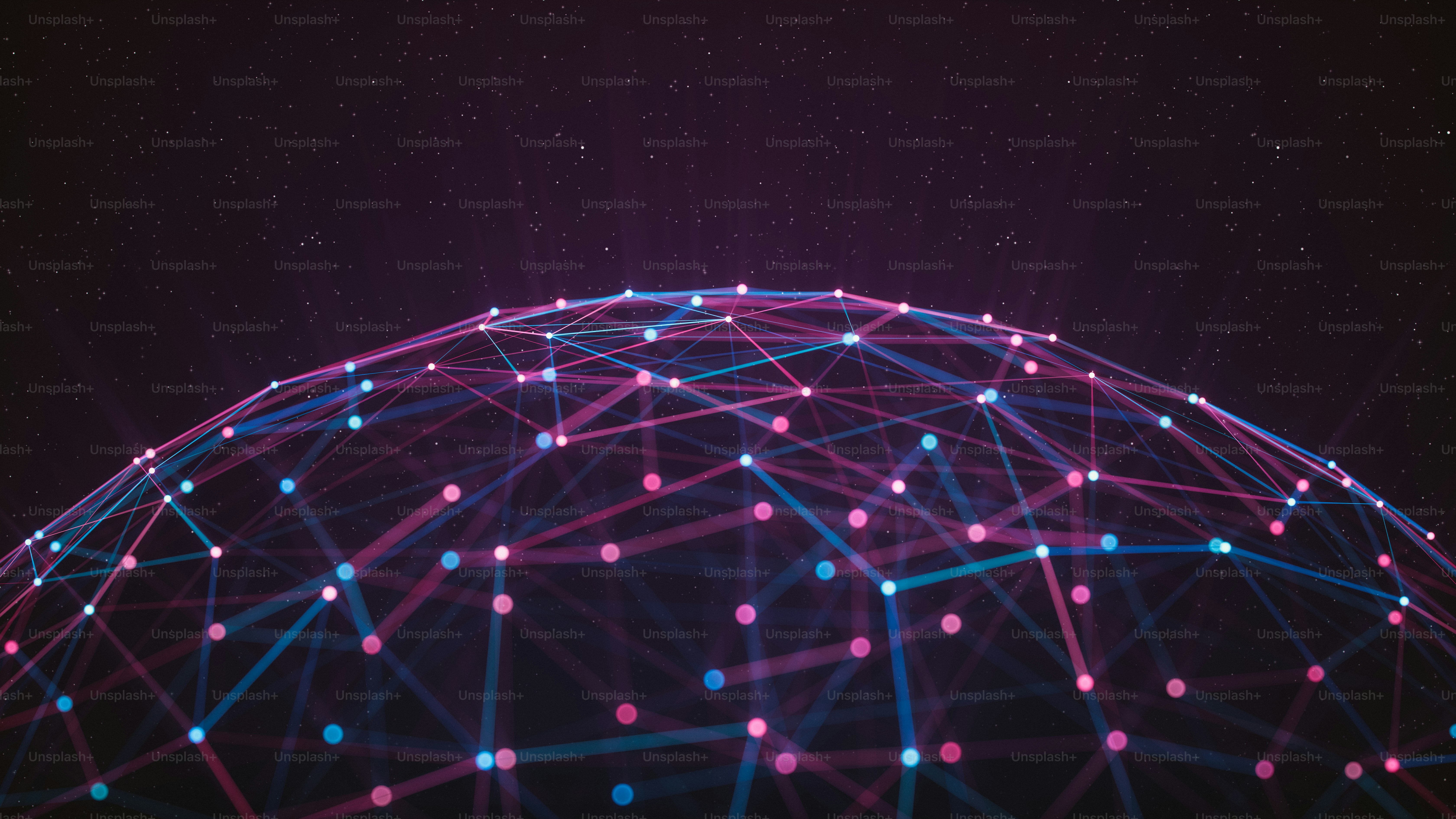Background of an abstract globe with blue and purple networks