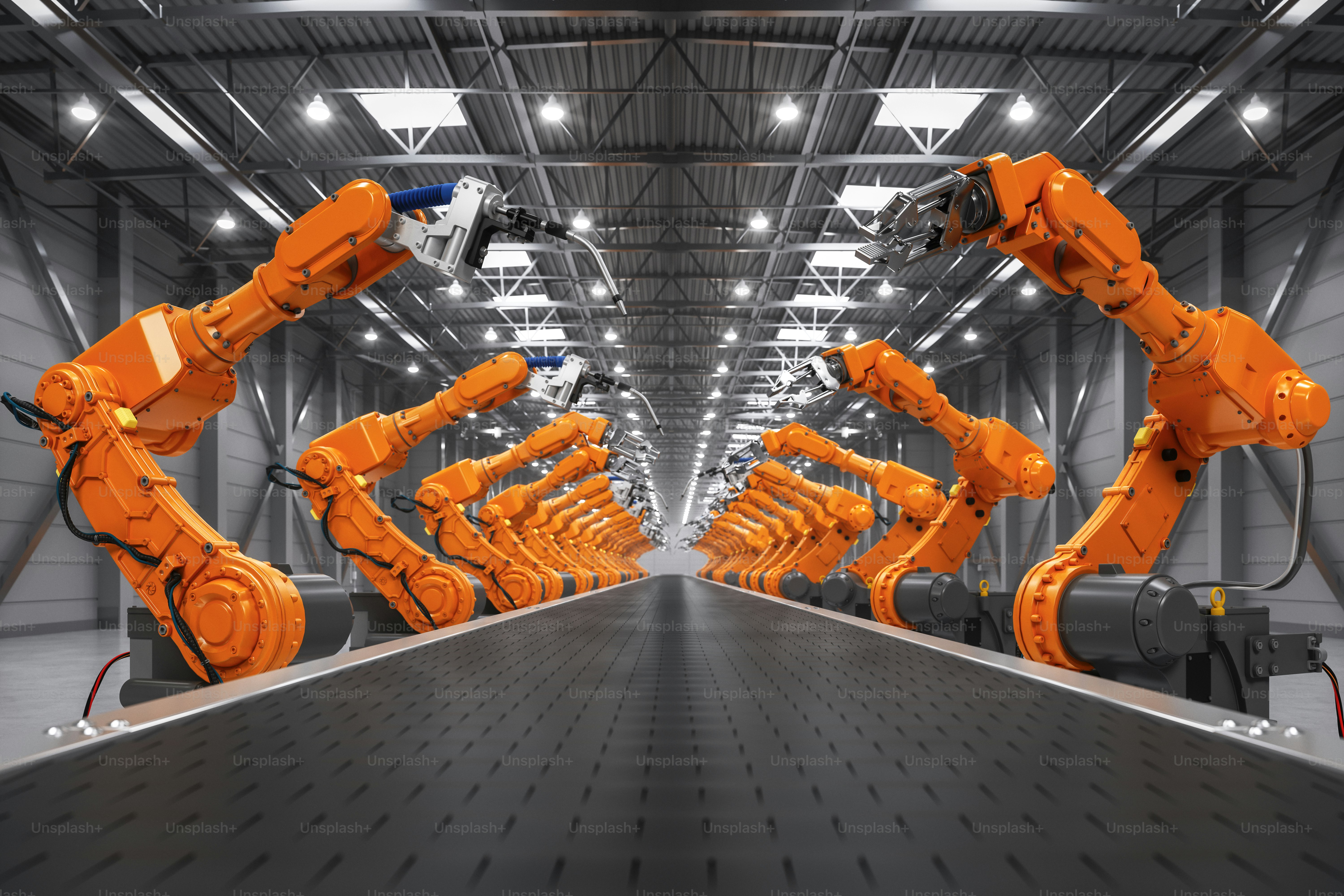 The smart distribution warehouse features automated robot welding and ...