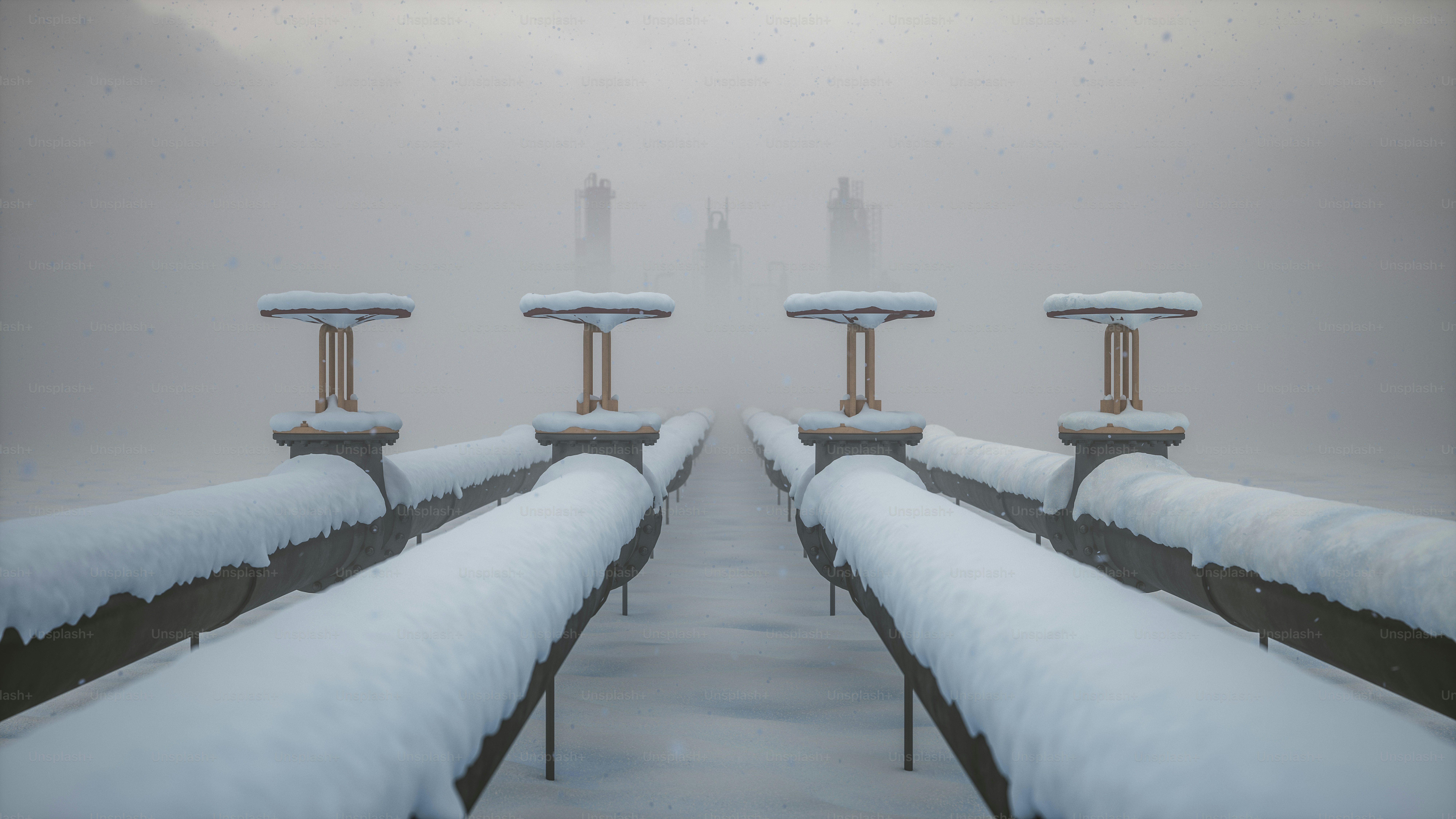 Erdgasleitung im Schnee.