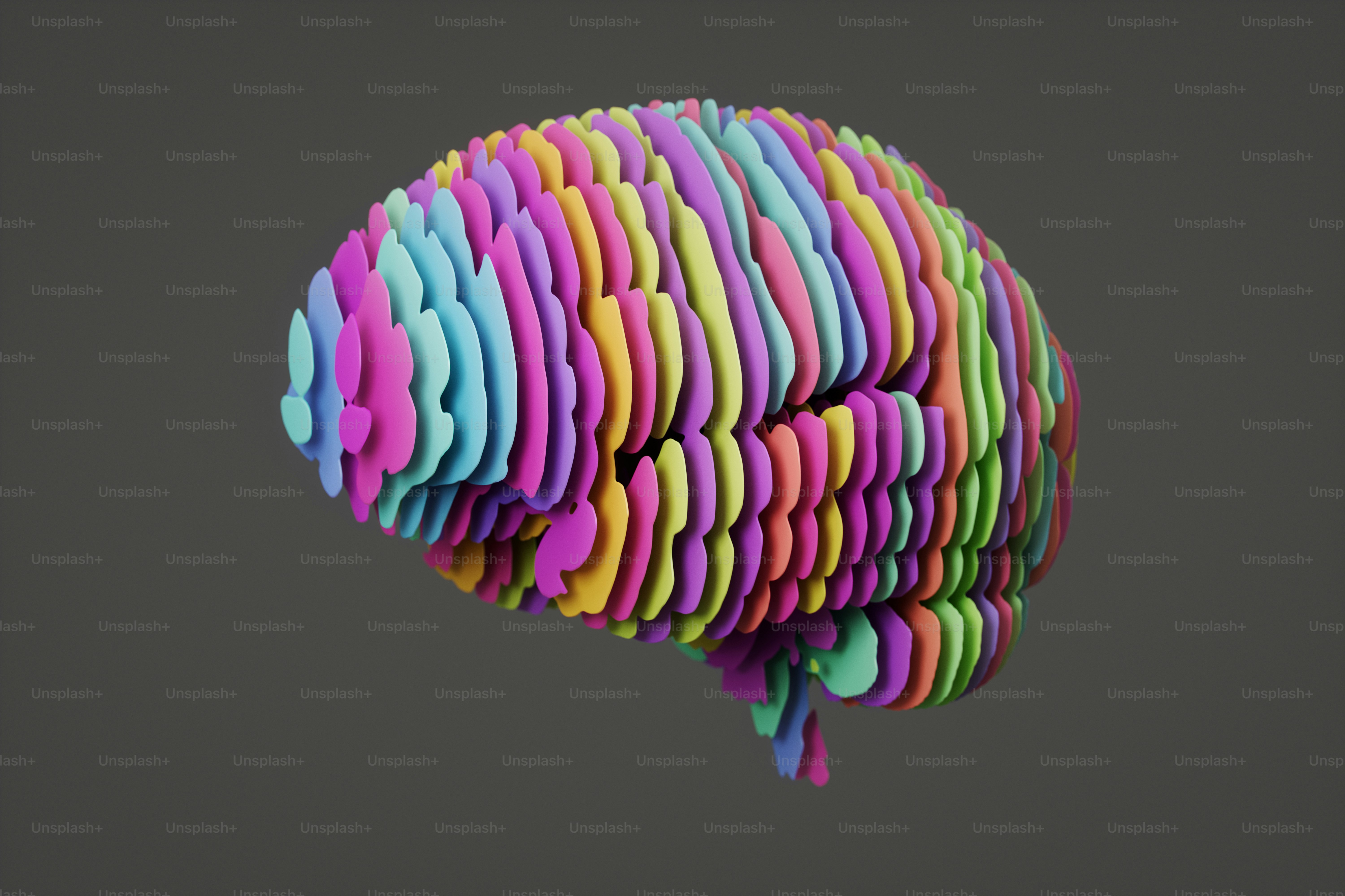 3D rendering of a human brain with colorful cutouts. photo – Abstract ...