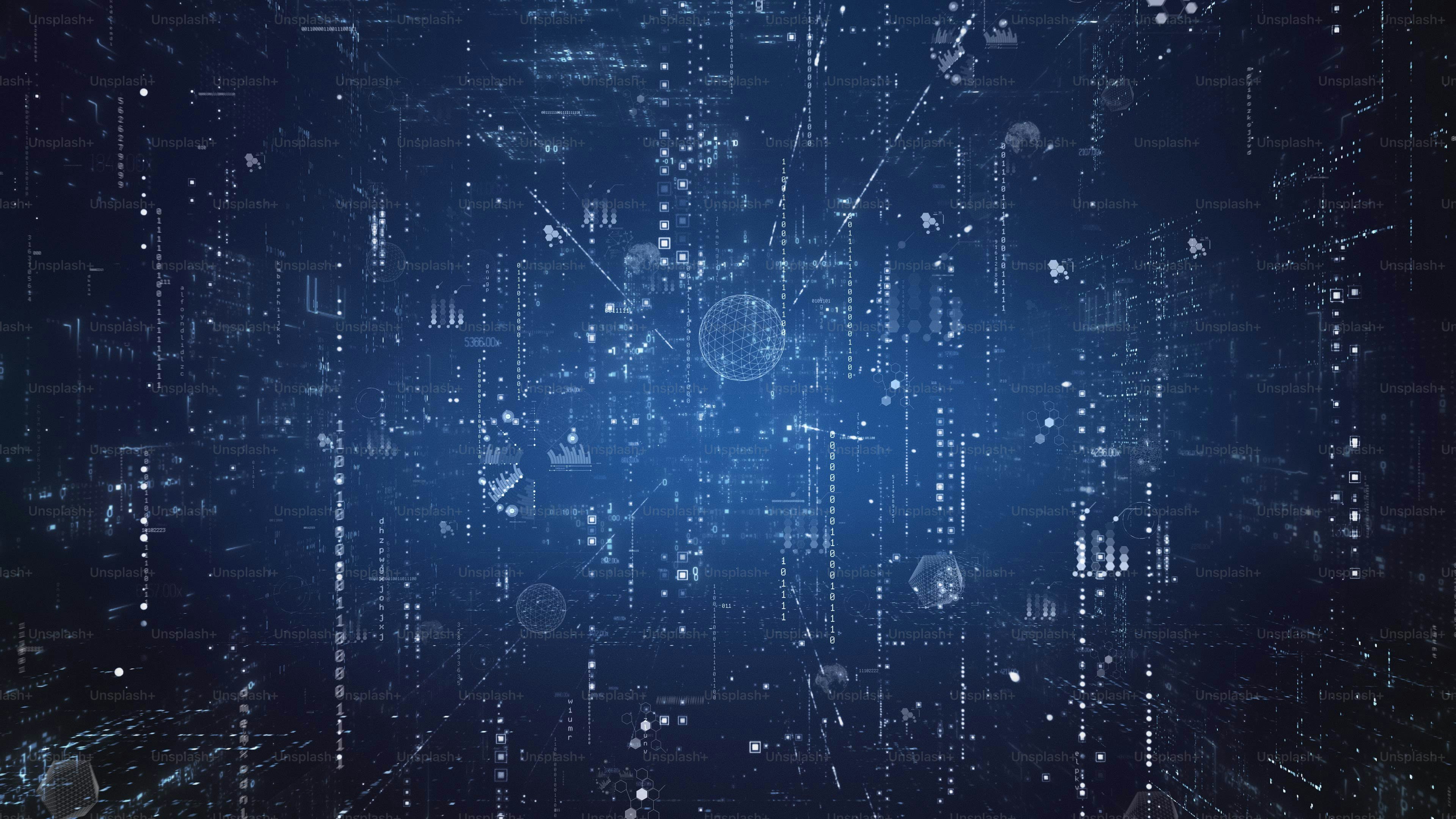 Das Konzept des Informationsstroms, der durch Server im Rechenzentrum fließt. Web, Netz, Fäden miteinander verbundener Daten, die sich bewegen.
