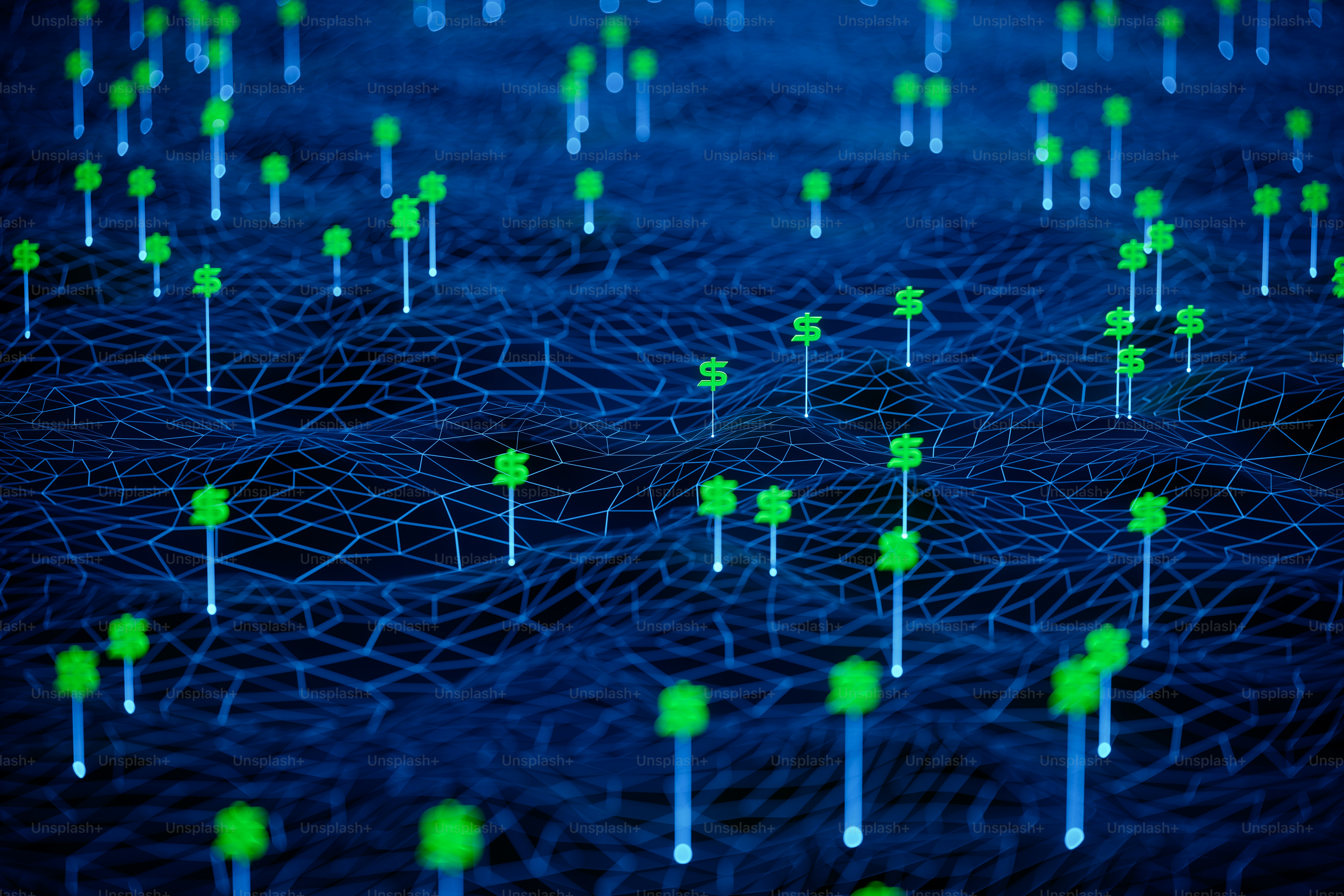 Dollar signs on the virtual land.