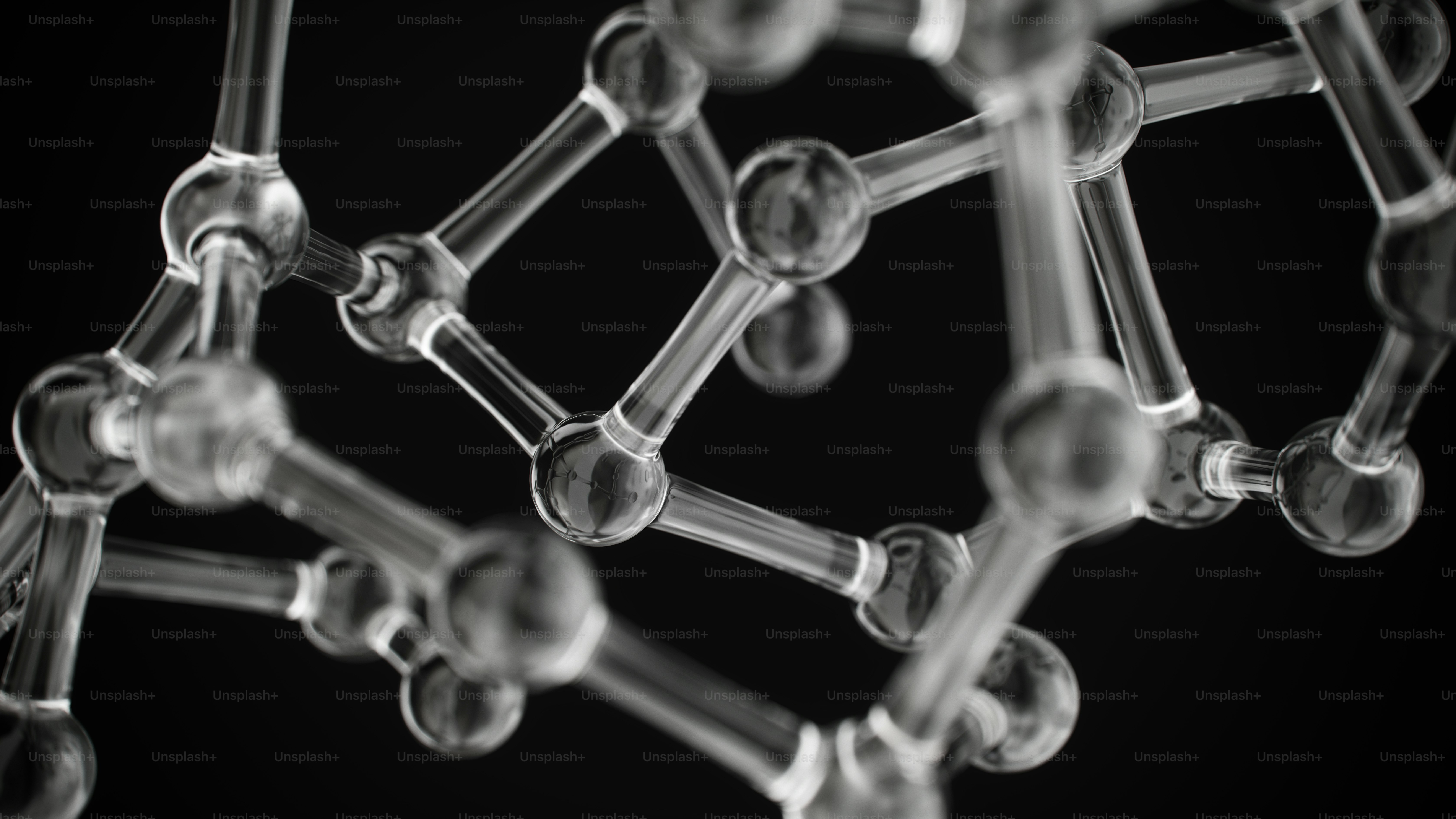 Structures moléculaires scientifiques sur fond noir.