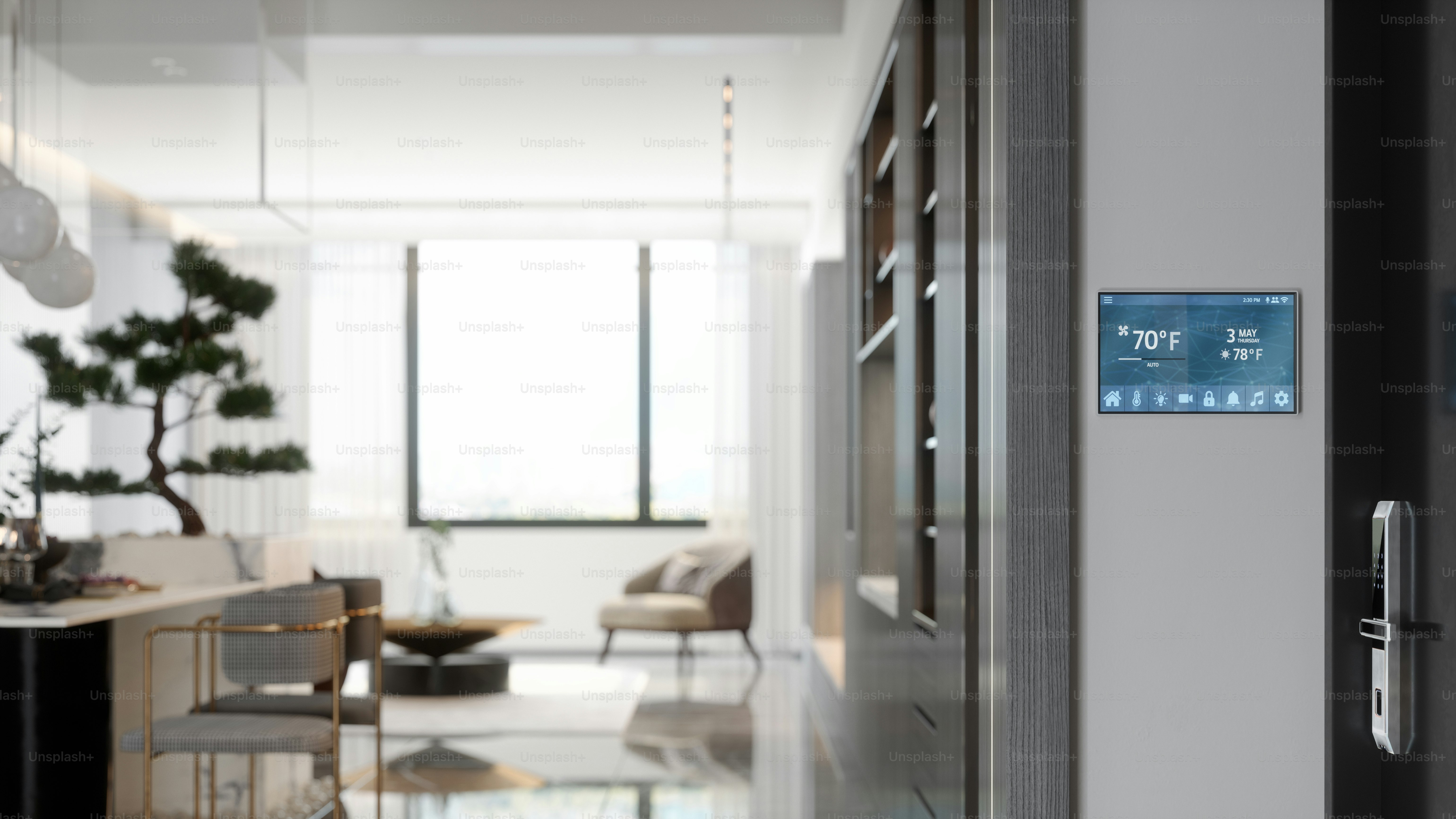 Interior of a modern house with smart automation system. photo ...