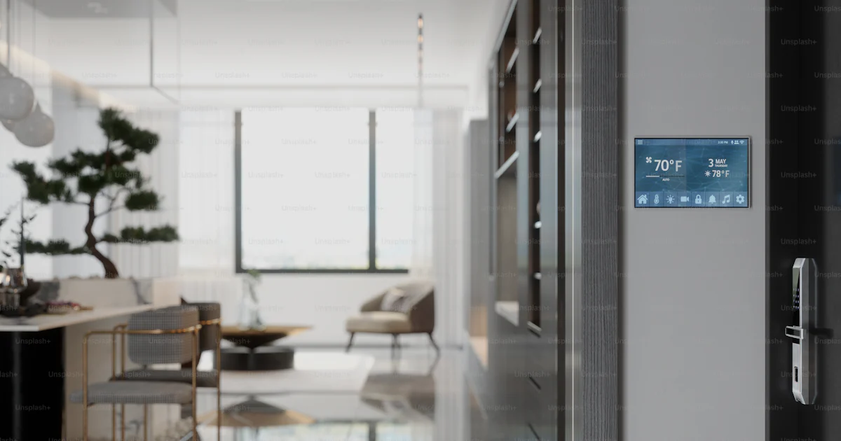 Interior of a modern house with smart automation system. photo ...