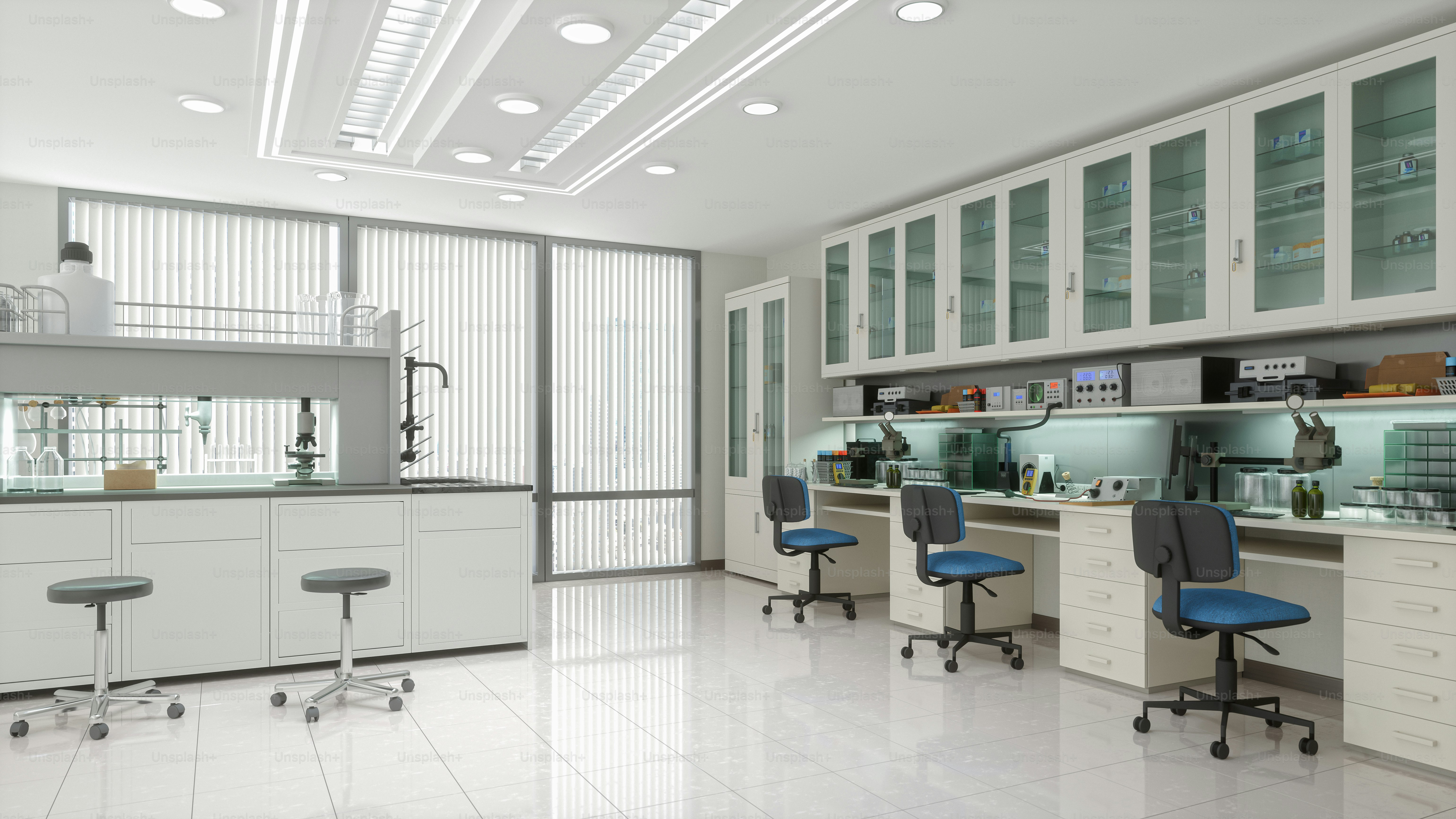 Empty, modern science laboratory with equipments.
