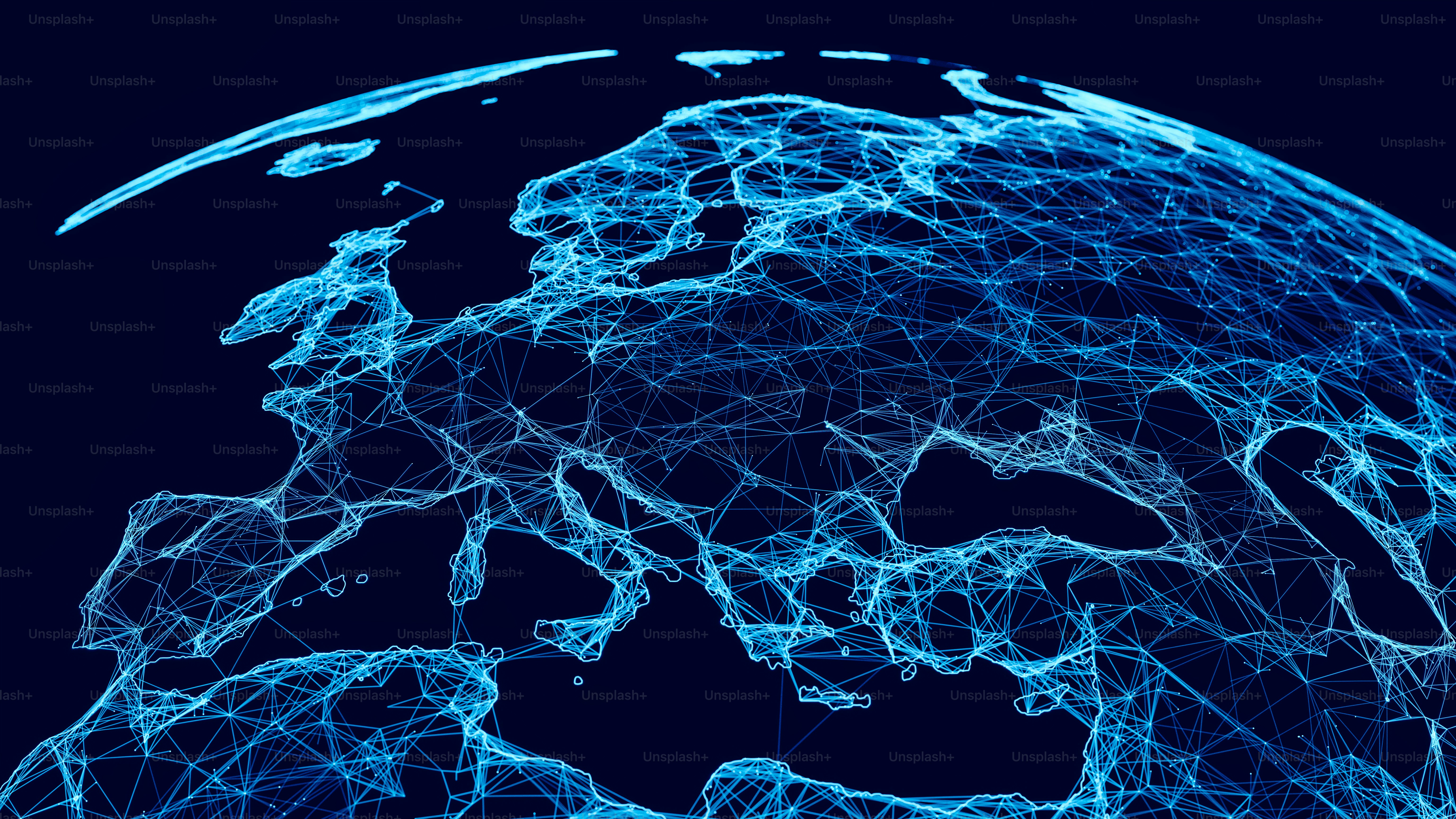 Abstract digital Globe with connections. World map derived from NASA: https://visibleearth.nasa.gov/images/74218