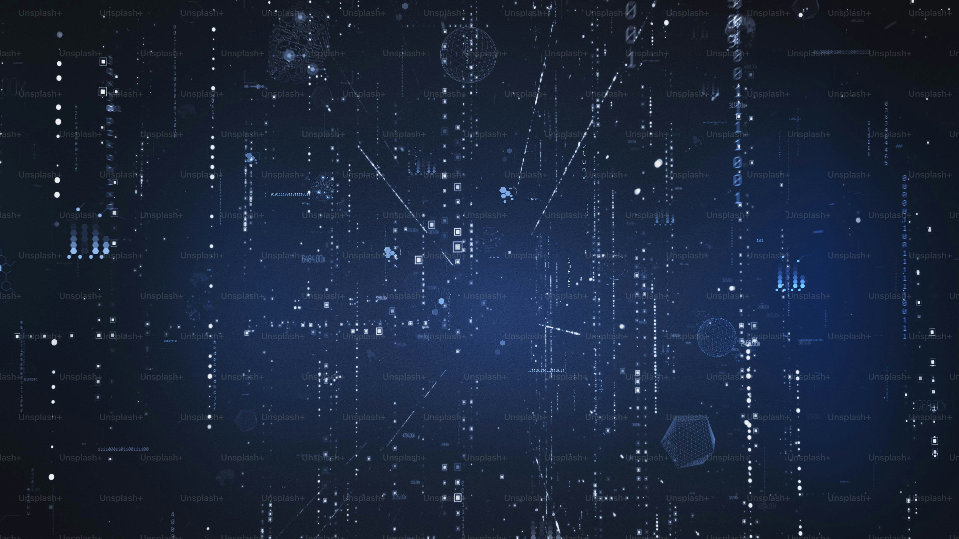 The Concept of Information Stream Moving Through  Servers in Data Center. Web, Net, Threads of Interconnected Bits of Data Moving.