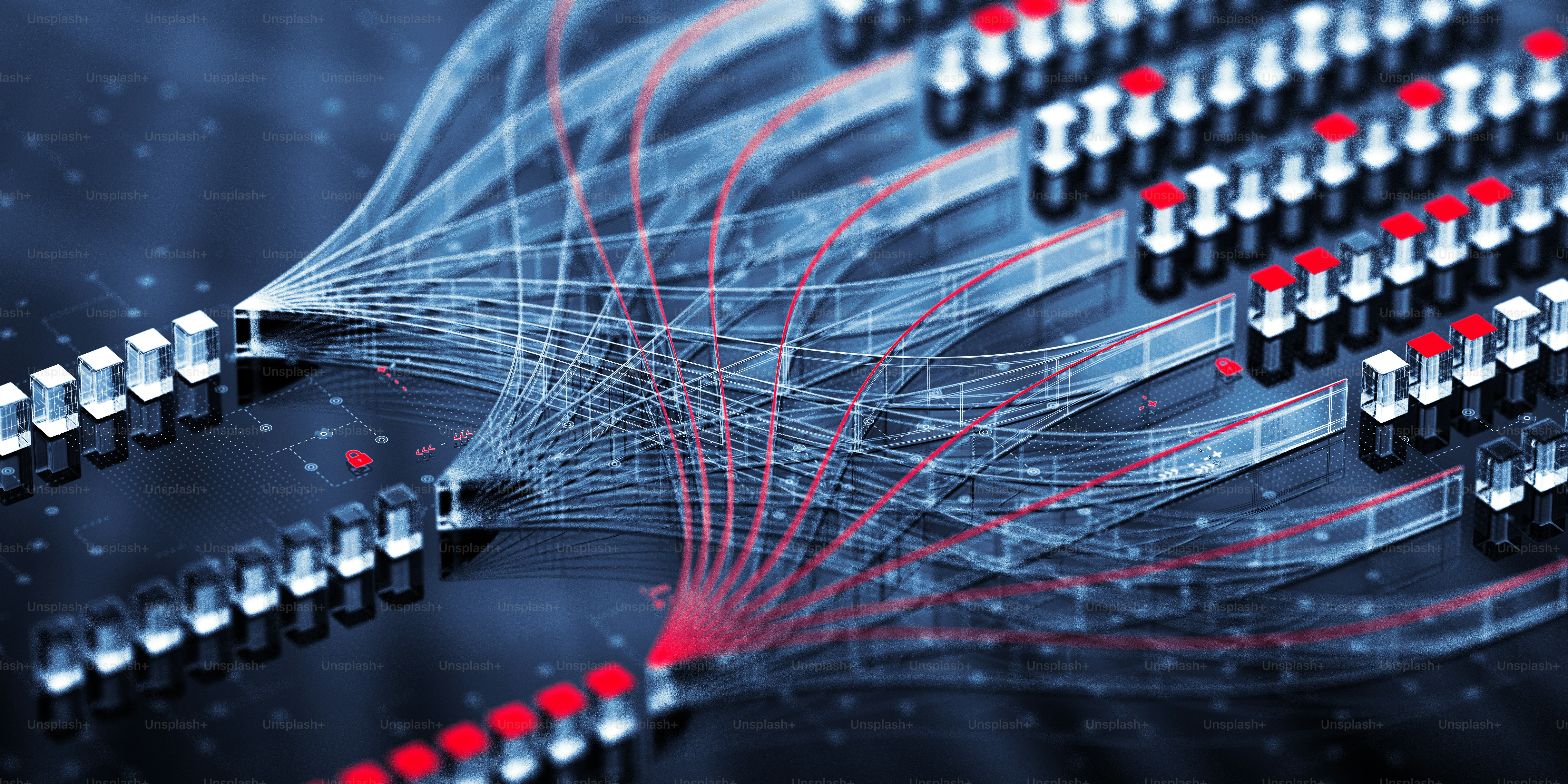 Neural network concepts. 3D render