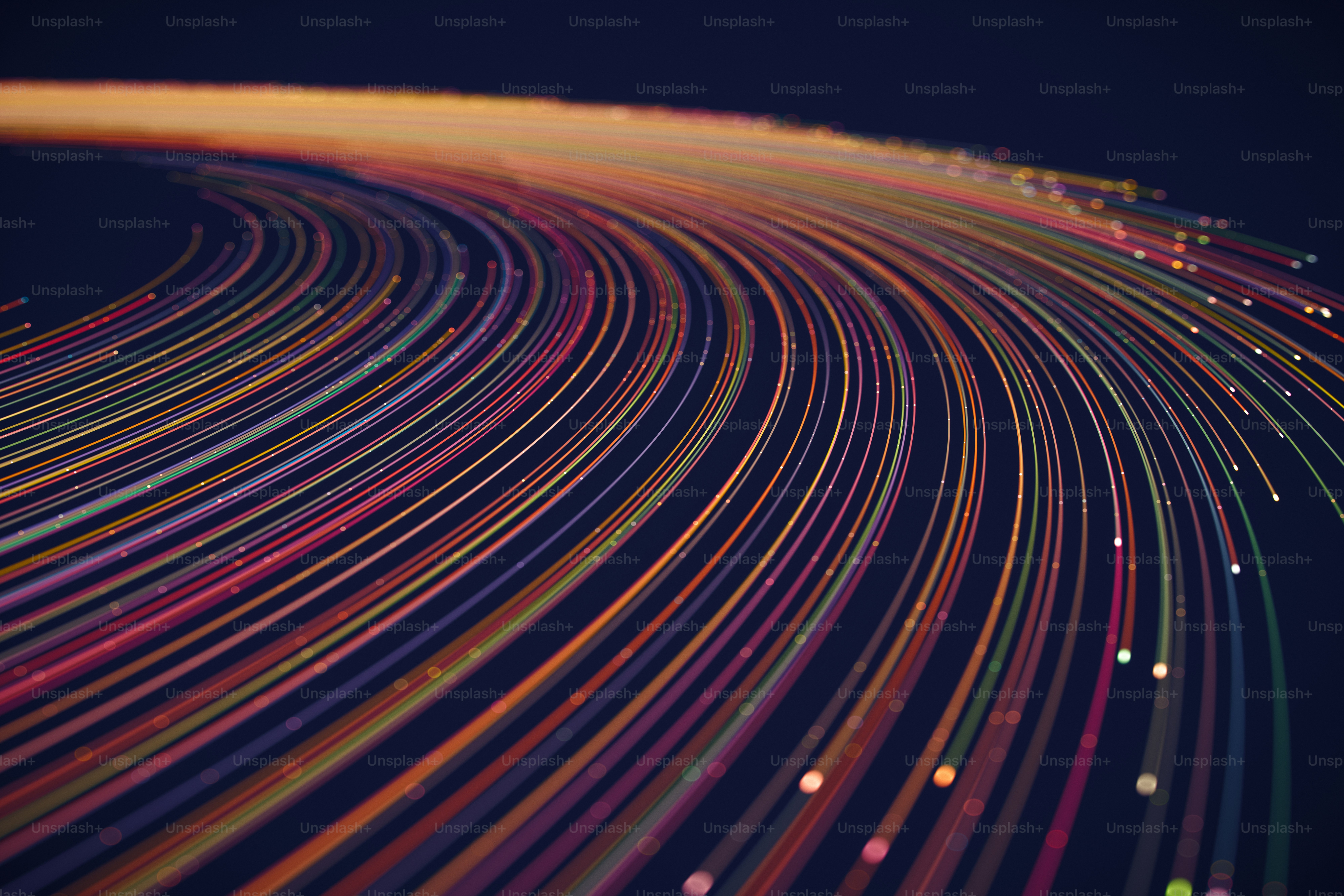 Abstract technology background with colorful lines and particles. photo ...