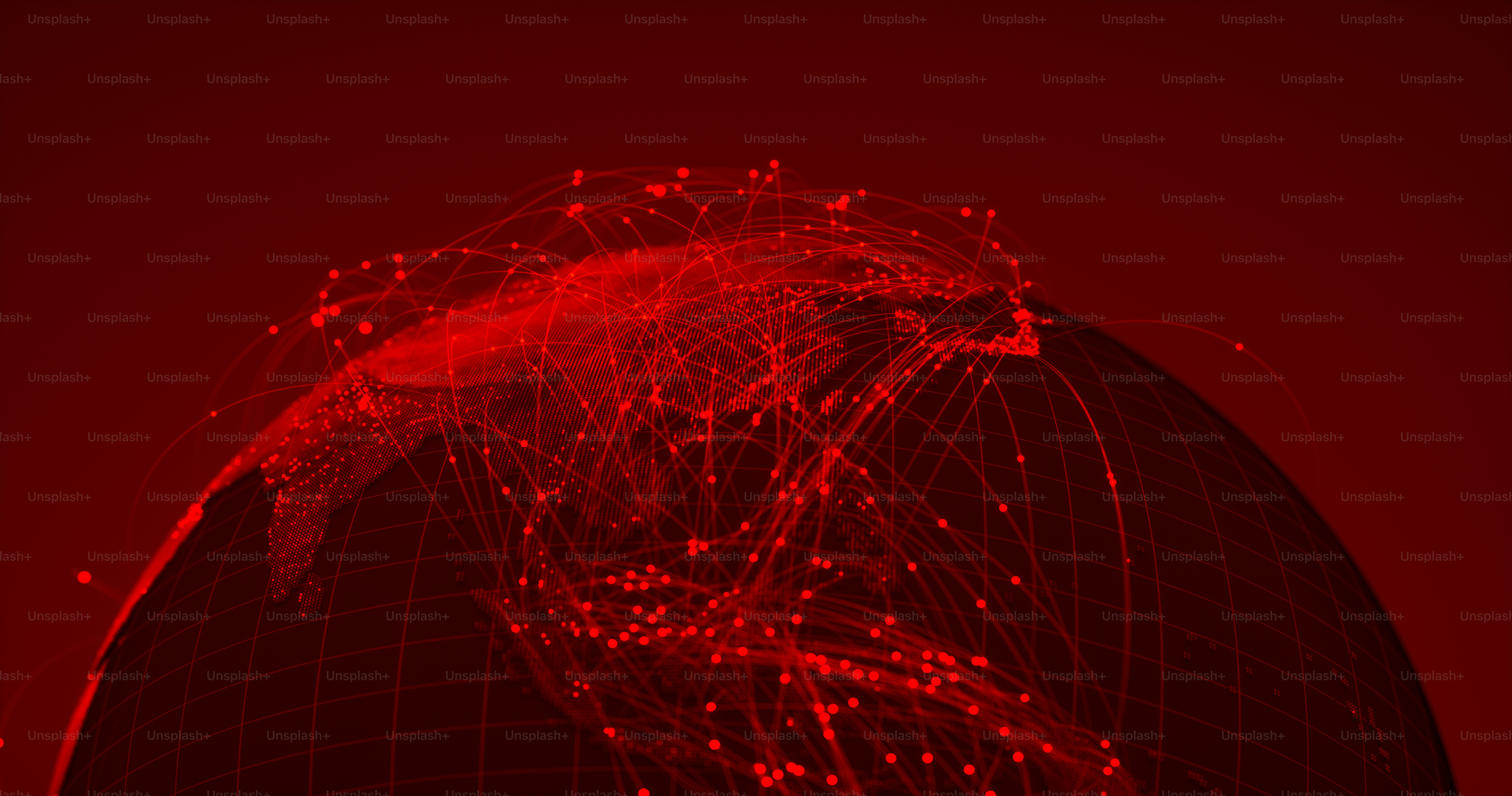 Conexiones alrededor del globo rojo digital. (Mapa mundial cortesía de la NASA: https://visibleearth.nasa.gov/view.php?id=55167)