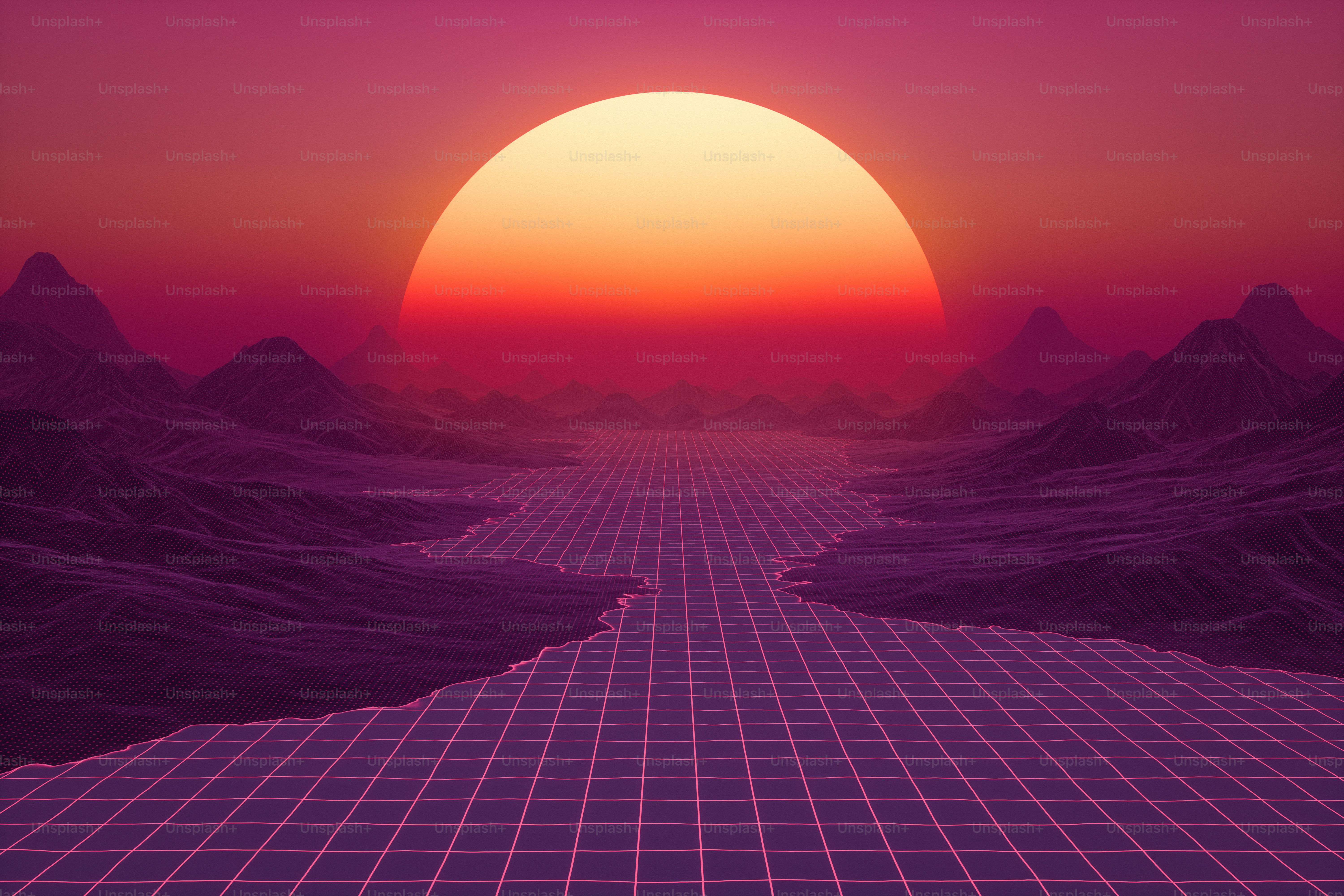 Fundo abstrato e futurista de synthwave.