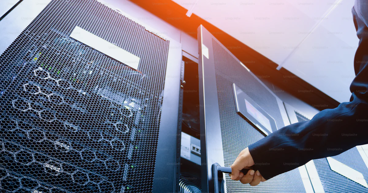 Computer server with a cybersecurity and lock theme
